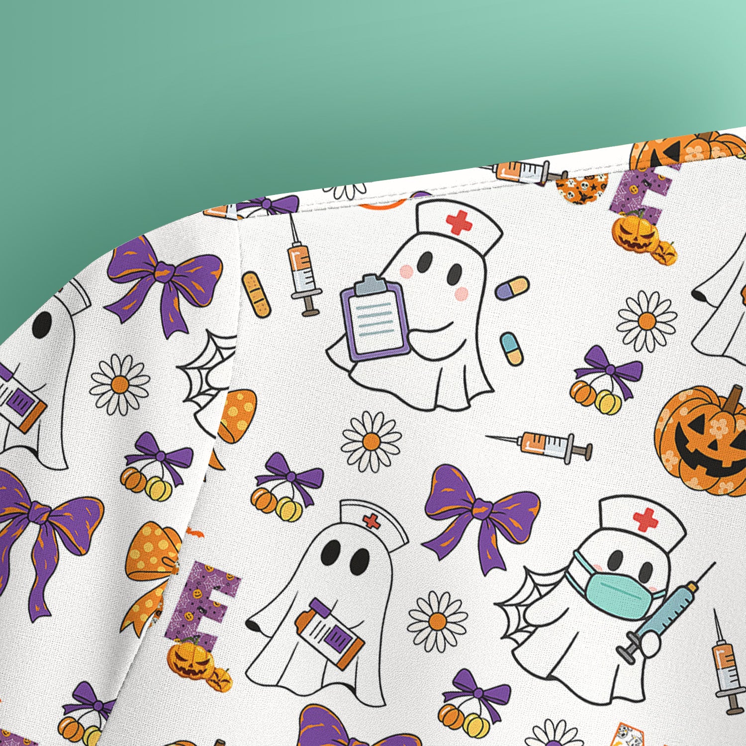 Halloween Nurse Shirt for Women - Cute Ghost Pumpkin Medical Graphic Tee - Gift for RN LPN CNA