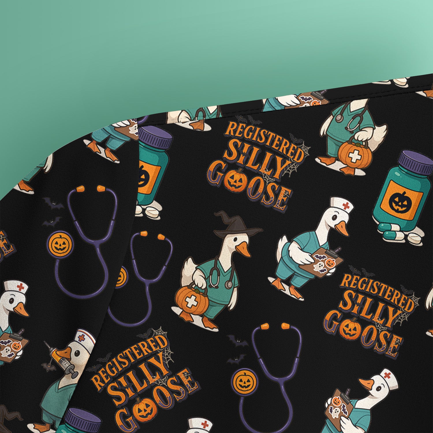 Personalized Funny Nurse Scrub - Medical Shirt with Silly Goose Pattern - Gift for RN LPN CNA