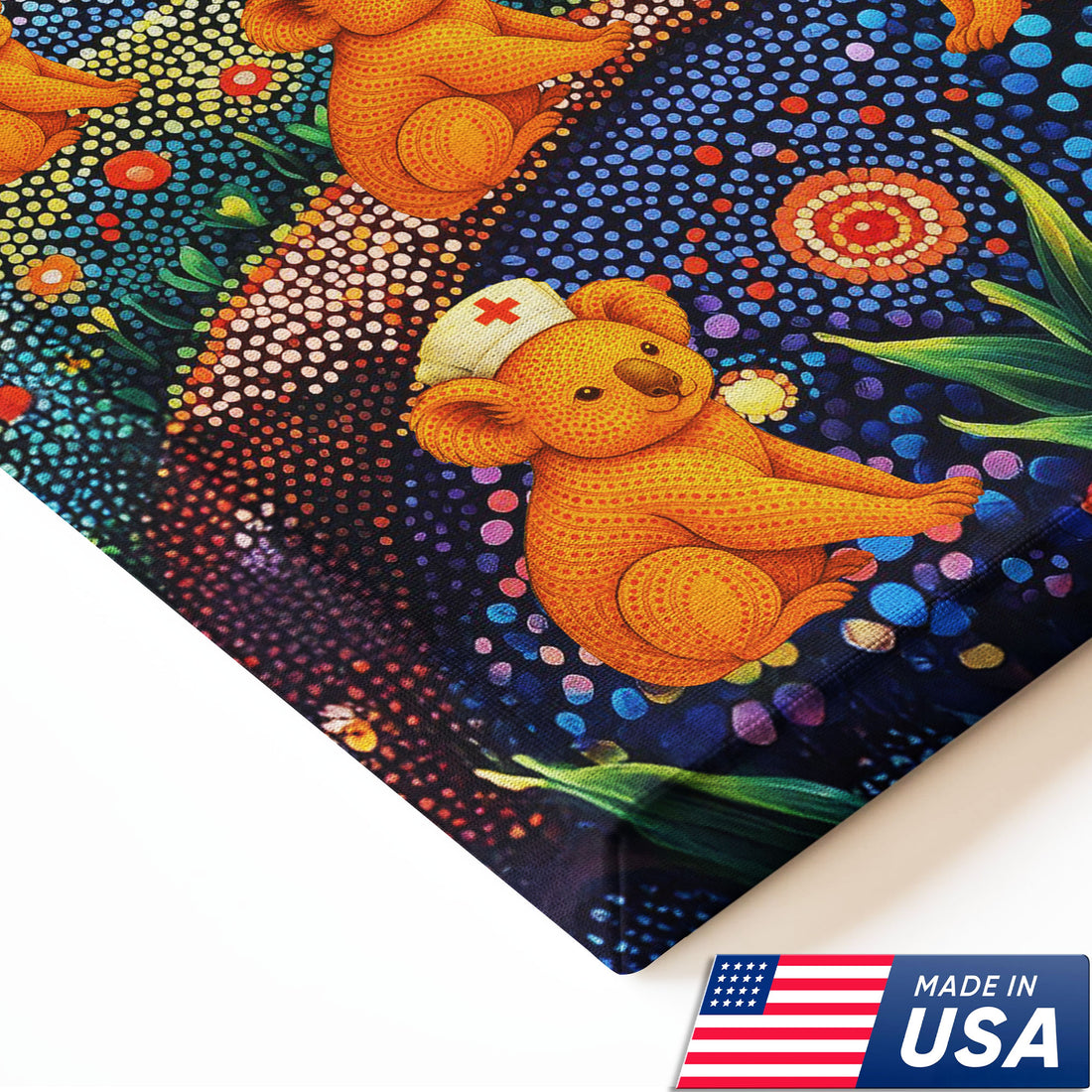 Australian Koala Dot Art Inspired Canvas - Medical Wall Decoration