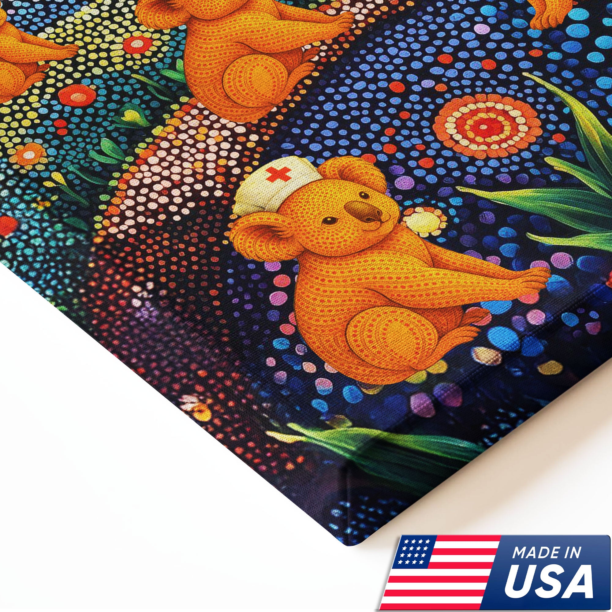 Australian Koala Dot Art Inspired Canvas - Medical Wall Decoration