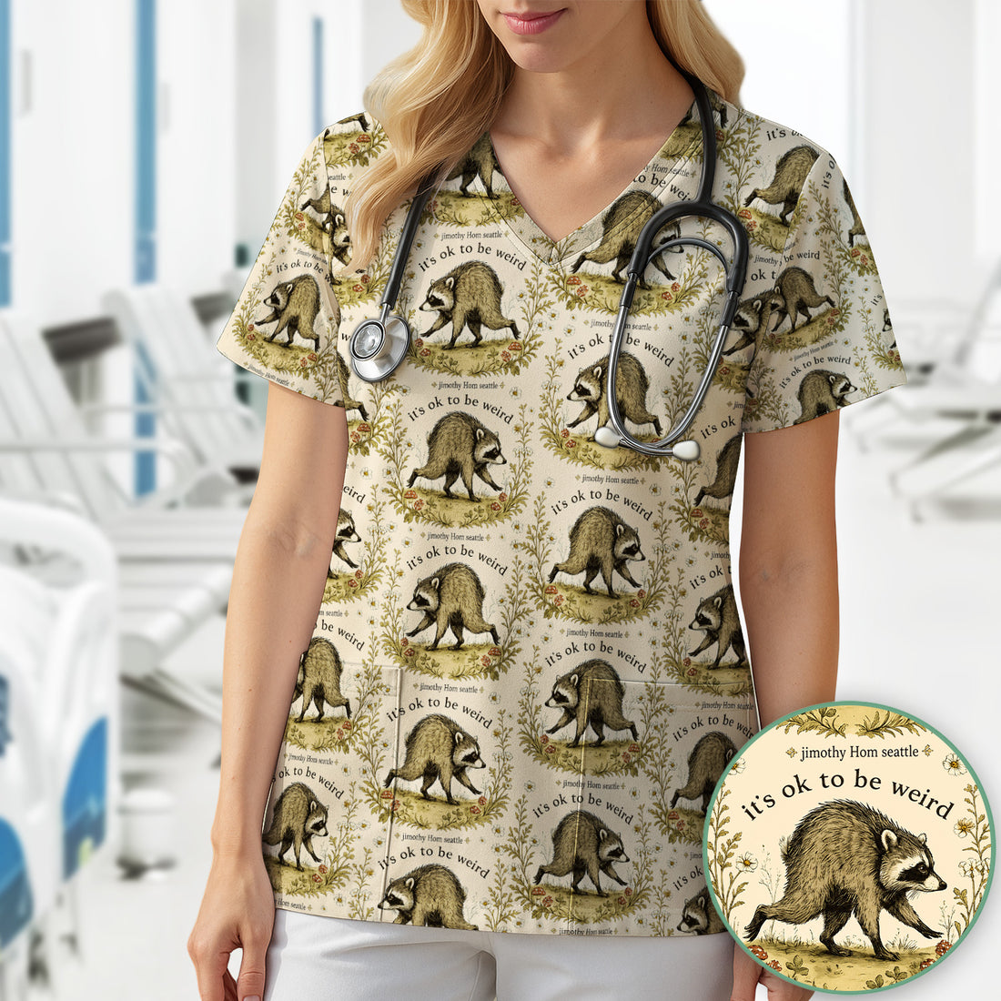 It's OK To Be Weird with Jimothy Scrub Top, Comfortable Scrubs for Nurses