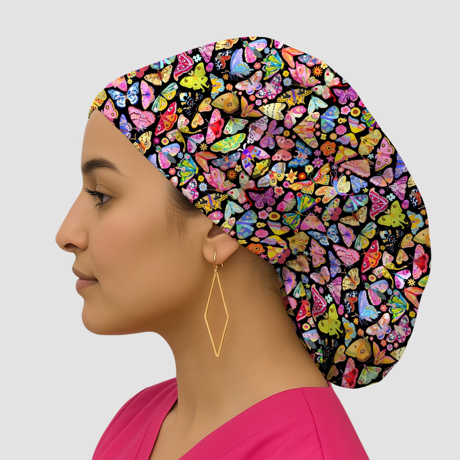 Cute Bright Butterfly Moth Floral Scrub Cap, Surgical Caps for Doctors
