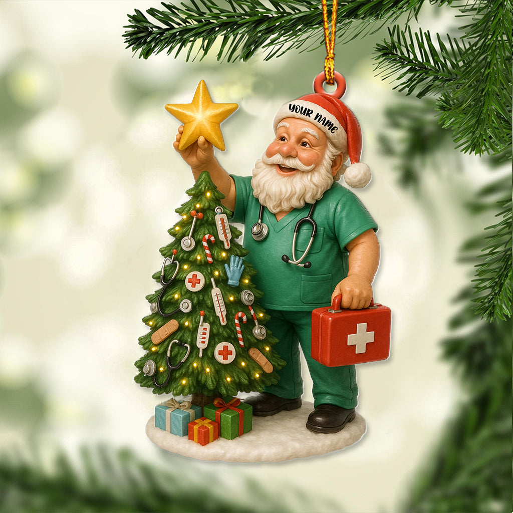 Custom Name Nurse Santa Ornament, Nursing Christmas Tree Decor, Personalized Medical Worker Holiday Gift