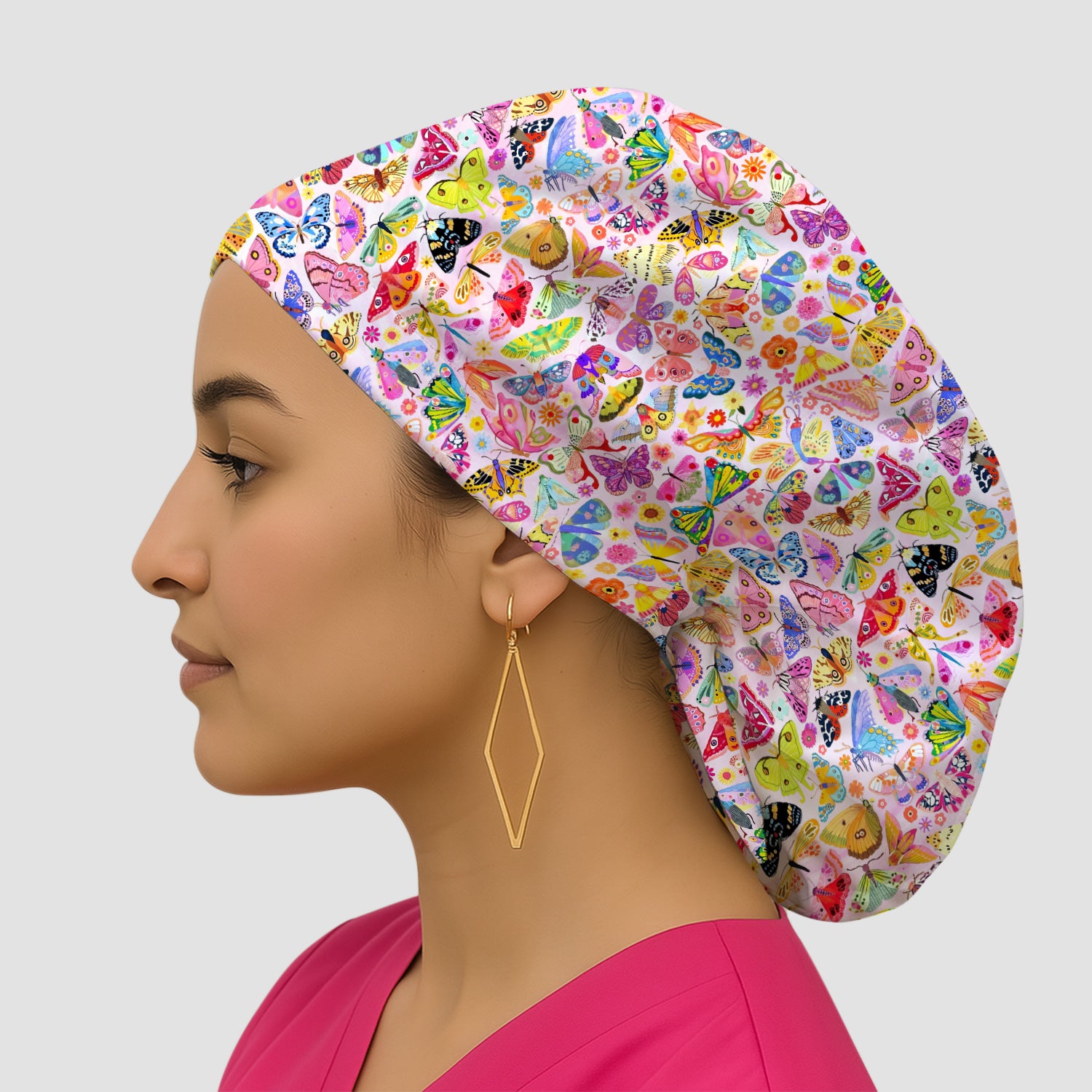 Cute Bright Butterfly Moth Floral Scrub Cap, Surgical Caps for Doctors