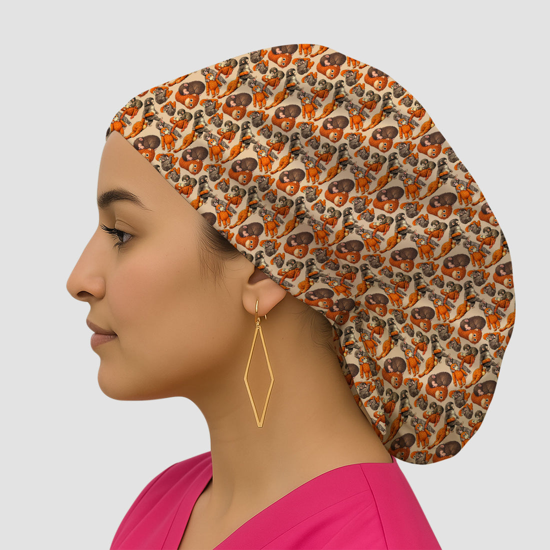 Funny Baby Monkeys With Cute Poses Pattern Caps, Bouffant Scrub Caps for Women