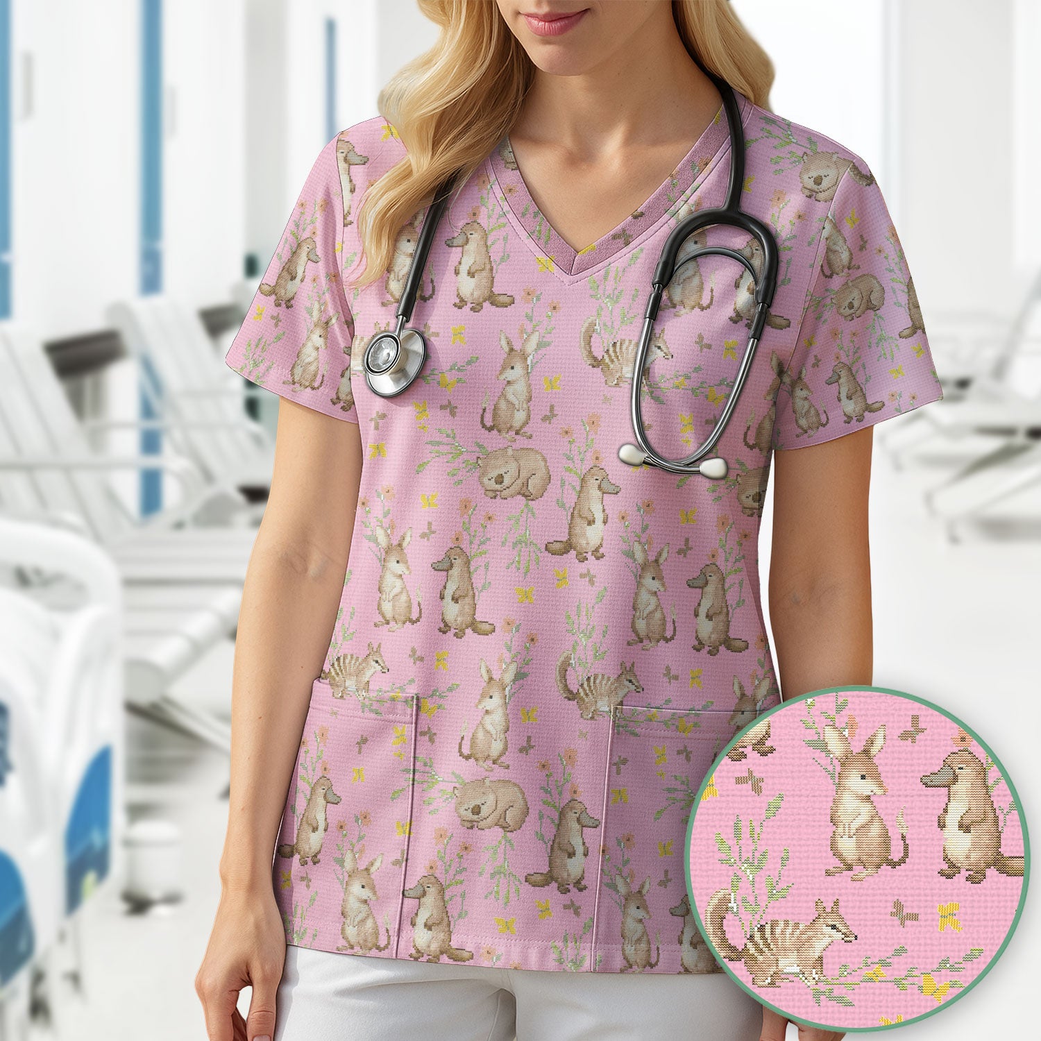 Australian Baby NICU Nurse Scrub Top, Pediatric Nursing Uniform, Comfortable Scrubs For Nurses