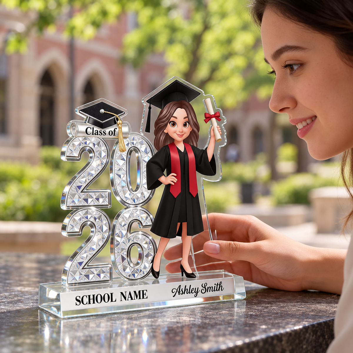 Personalized Class of 2026 Graduation Girl Acrylic Plaque – Custom Name & School Graduation Gift