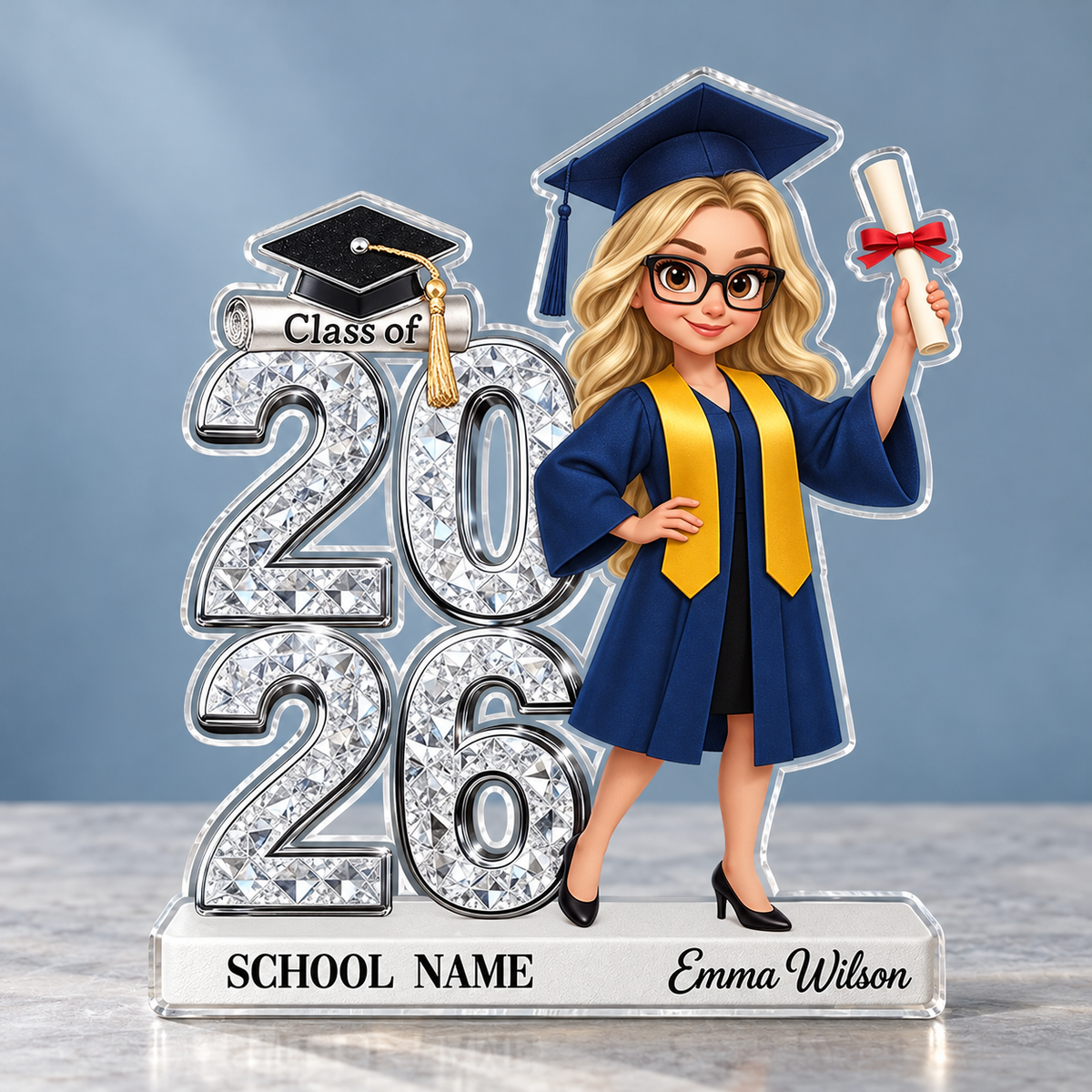 Personalized Class of 2026 Graduation Girl Acrylic Plaque – Custom Name & School Graduation Gift
