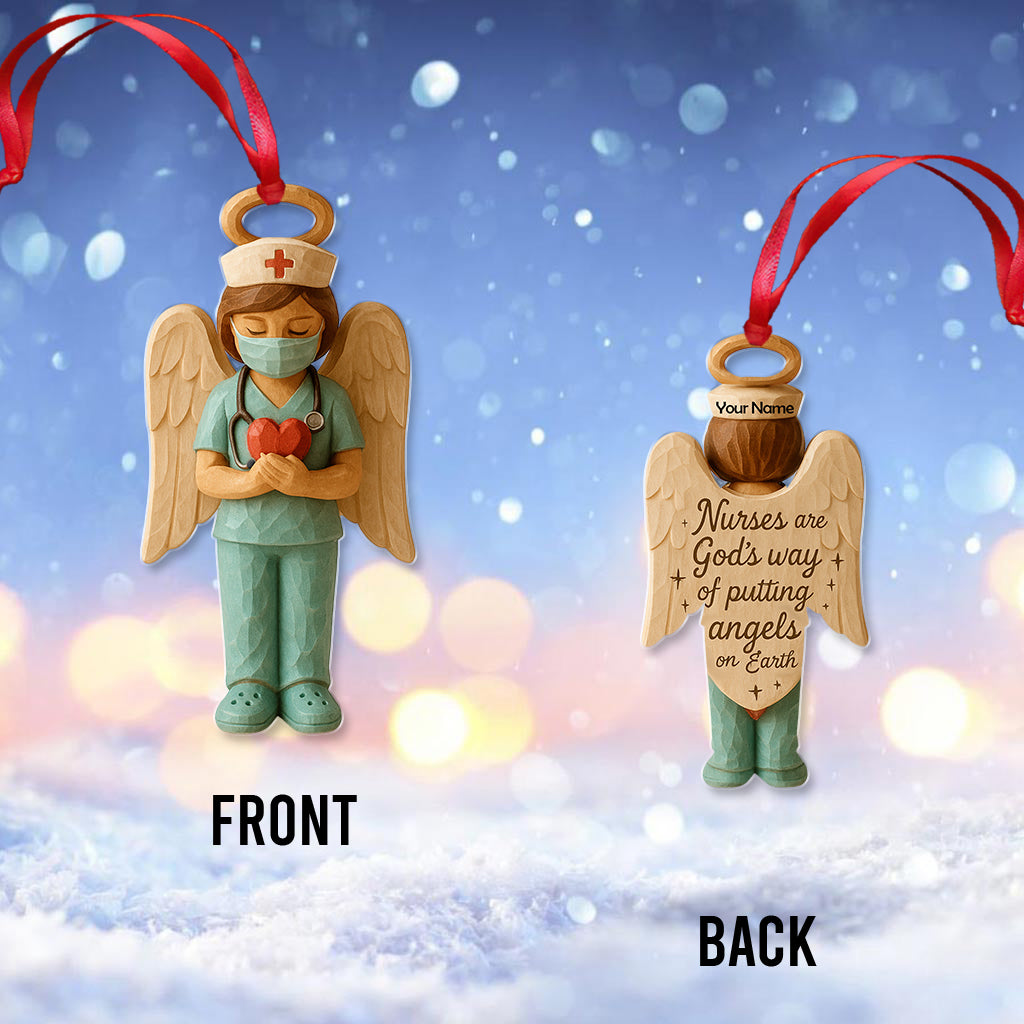 Personalized Nurse Angel Ornament, Custom Name Nursing Angel Christmas Gift, Guardian Nurse Holiday Decor for Healthcare Workers