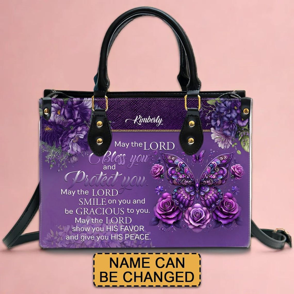 Personalized Blessing Nurse Leather Handbag, May the Lord Protect You Quote, CNA RN LPN Healthcare Worker Gift