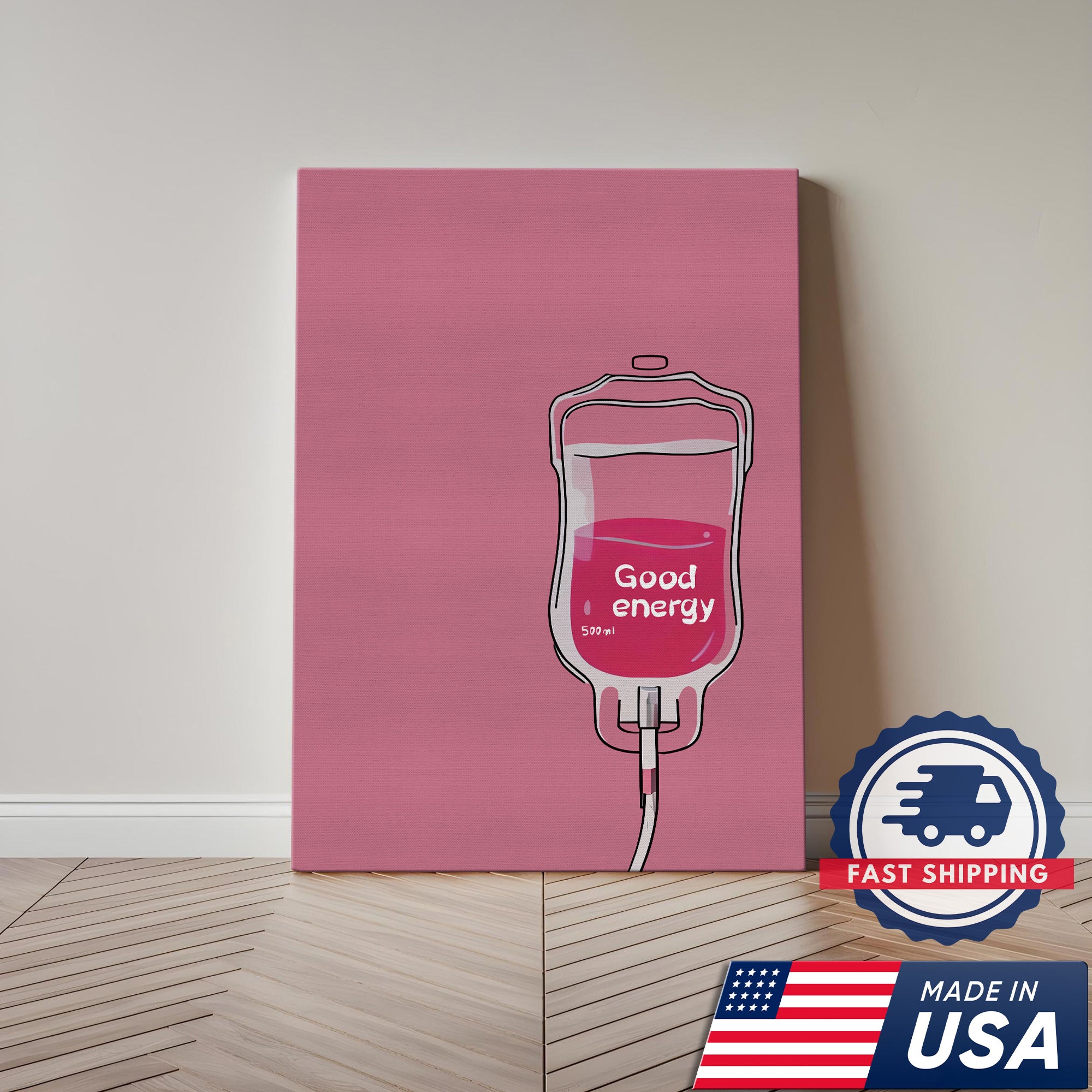 Good Energy IV Bag Canvas, Medical Office Decor, RN LPN CNA Healthcare Workers Gift