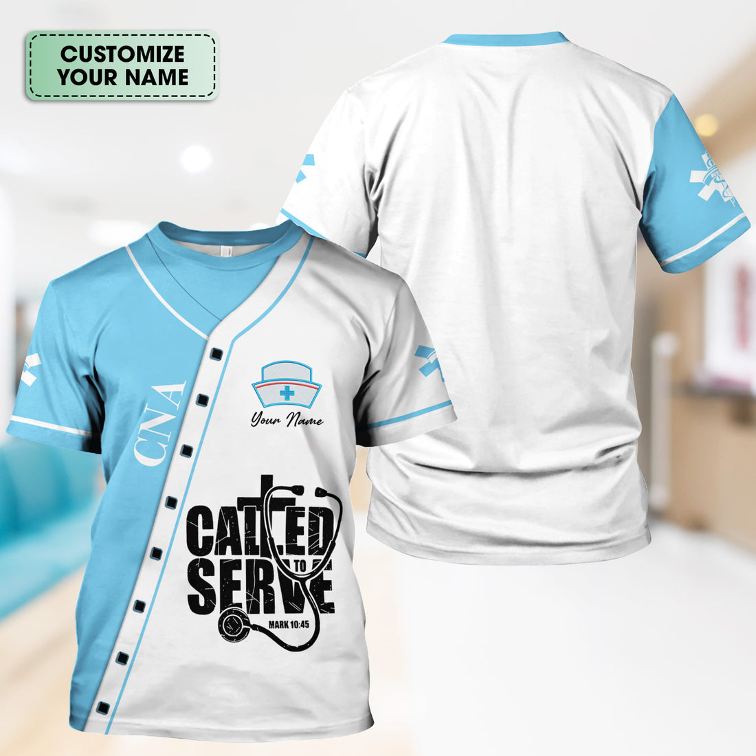Custom Name CNA Nurse Shirt - Called to Serve Christian Medical Tee - Appreciation Gift for Healthcare Worker & Medical Staff
