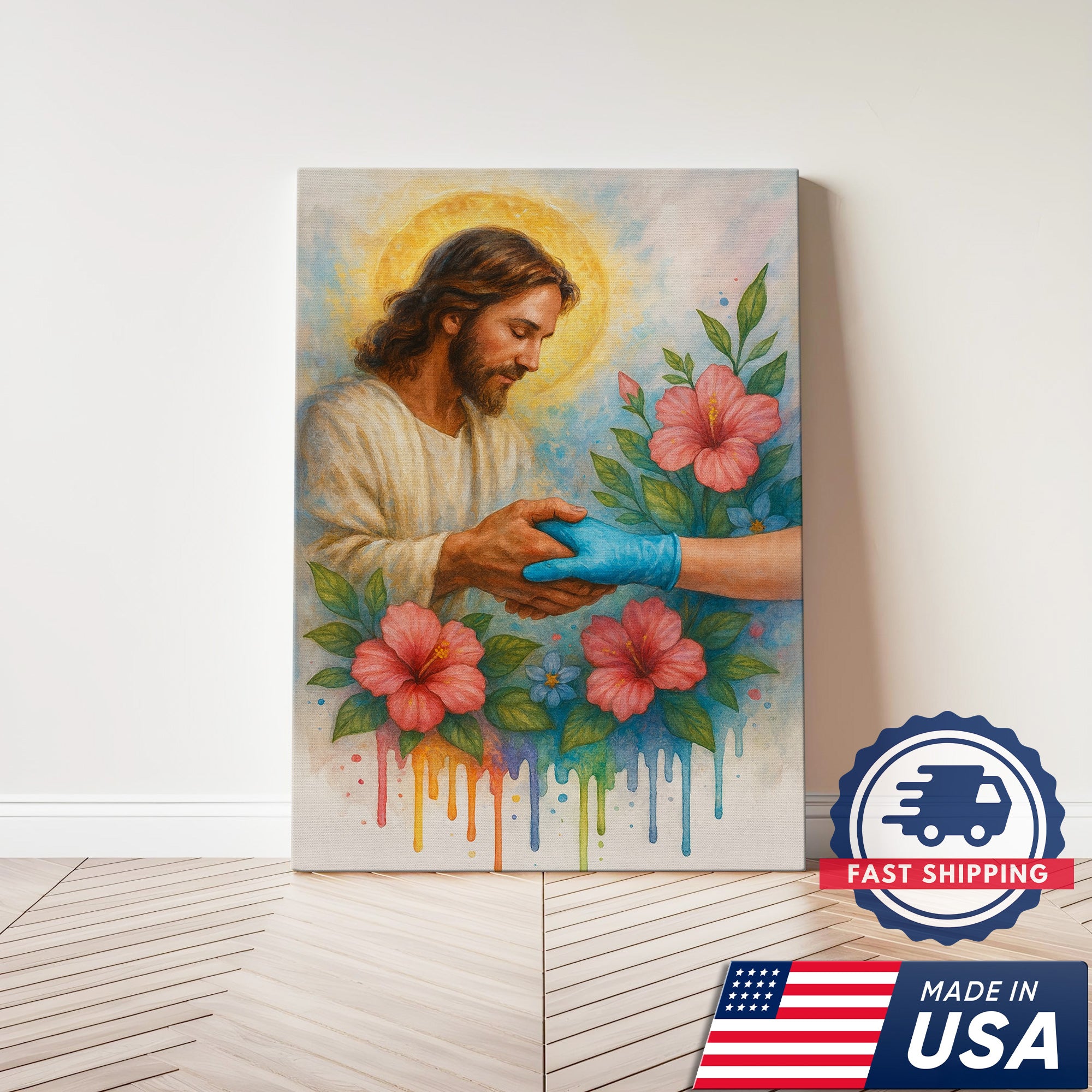 Christian Nurse Canvas, Religious Healthcare Wall Decor, Healing Hand of God, RN LPN CNA Gift
