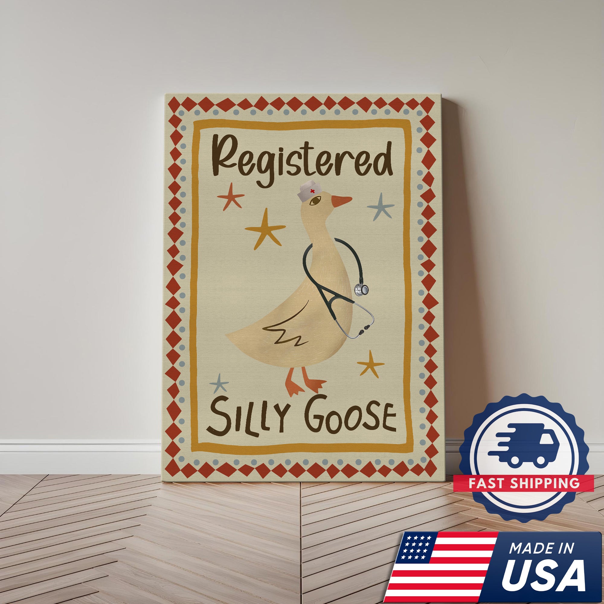 Registered Silly Goose Nurse Canvas, Humorous Gift for RN LPN CNA Doctors Medical Staff