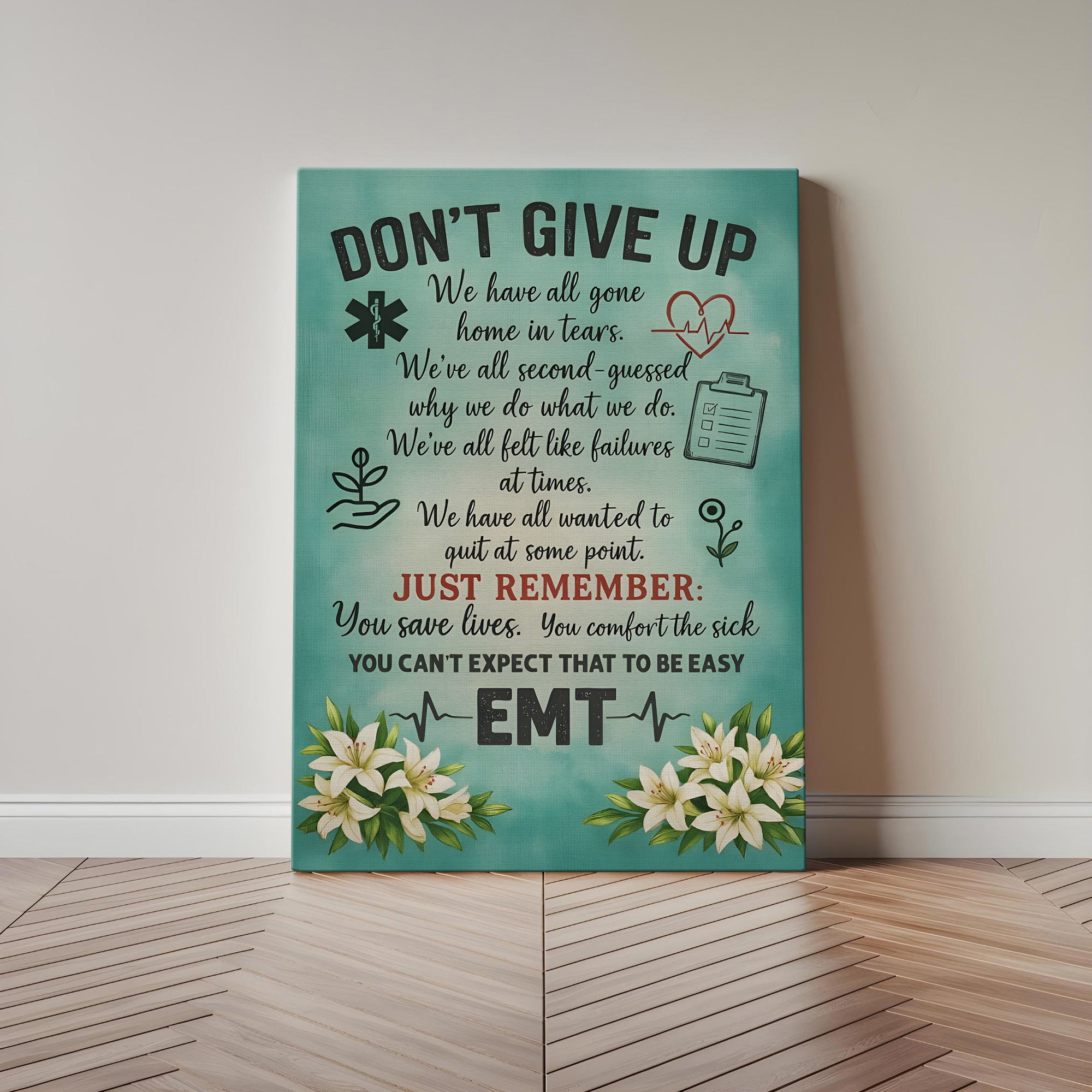 Vintage Paramedic Wall Art, Just Remember You Save Lives Canvas, ER Nurses & Medical Staff Gift