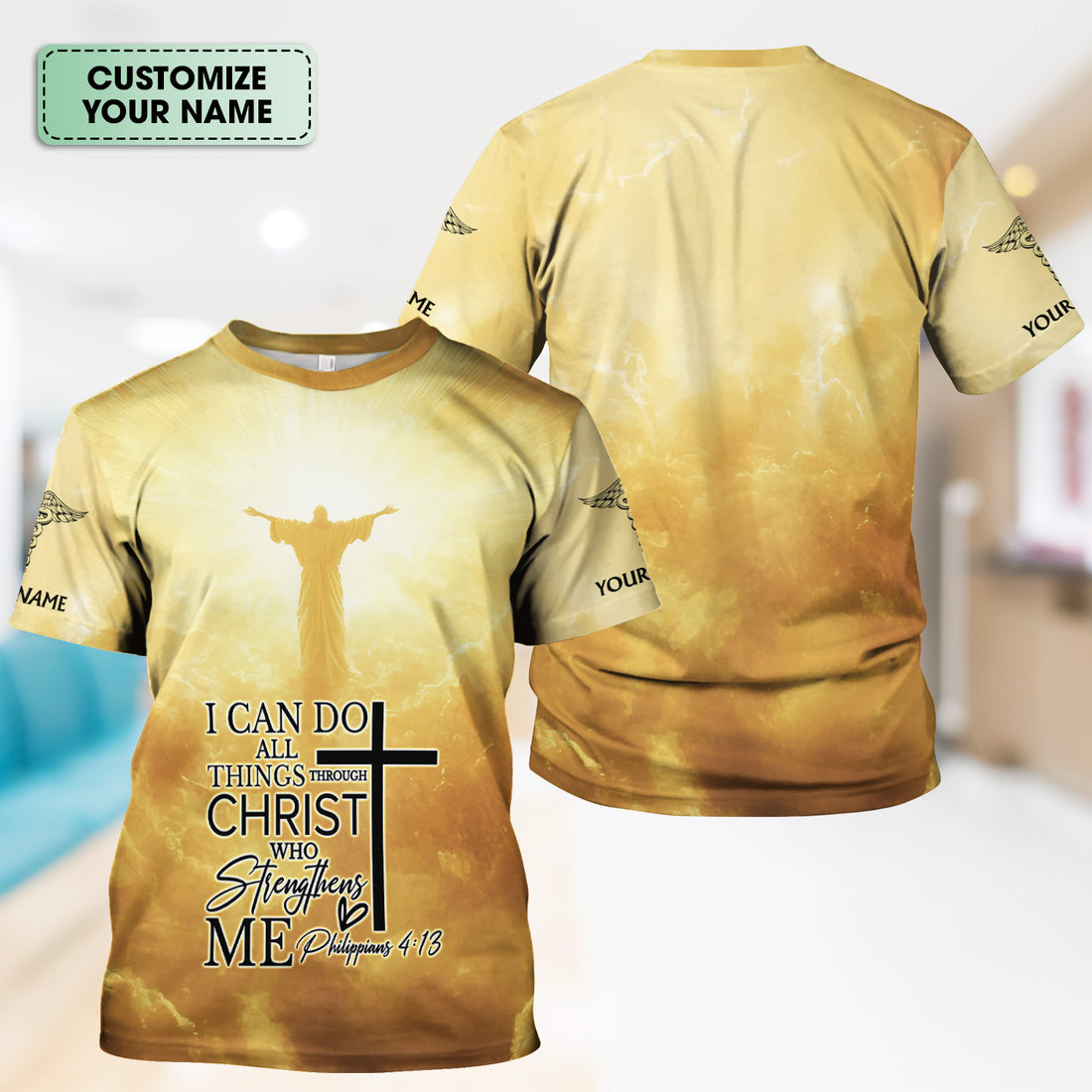Personalized Nursing Faith Shirt for Women - Bible Verse All Things Through Christ - RN LPN CNA ER Gift