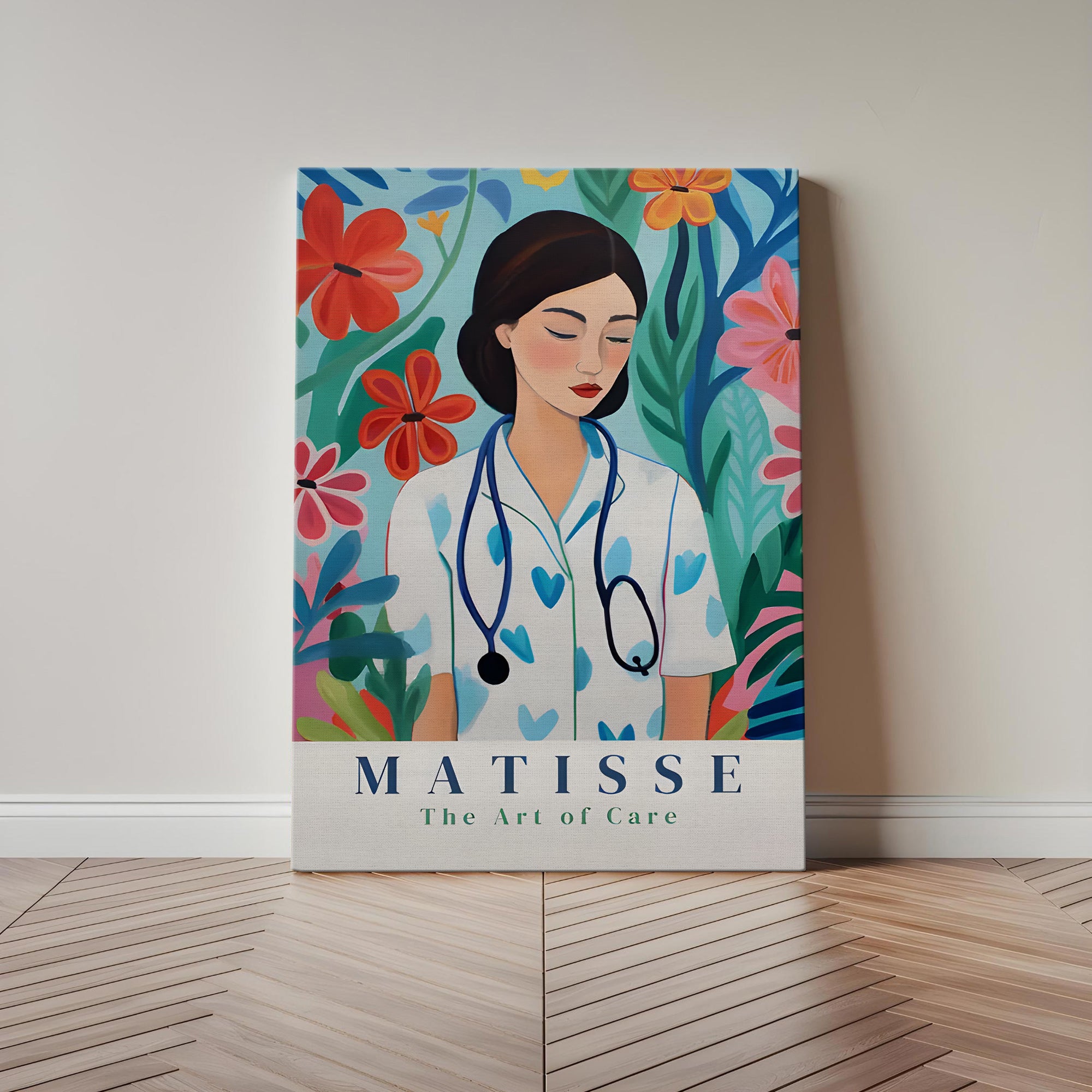 Artistic Nurse Matisse Inspired Canvas, The Art of Care Quote, RN LPN CNA Healthcare Workers Gift
