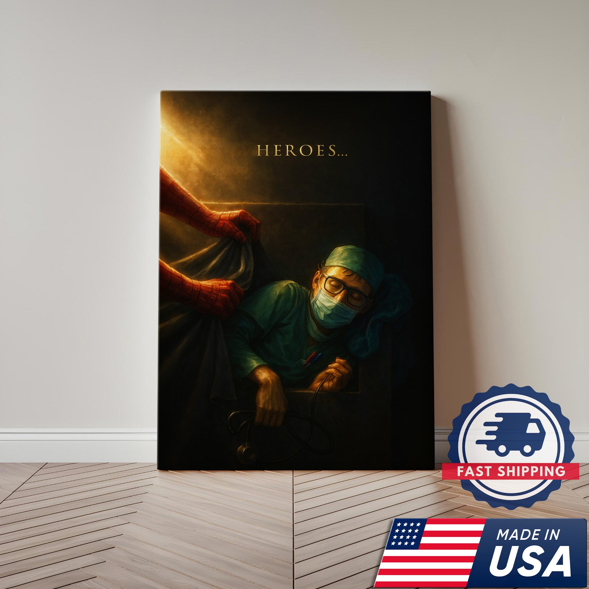 Heroes Is Nurse Canvas, Funny Medical Gift for RN LPN CNA Healthcare Workers