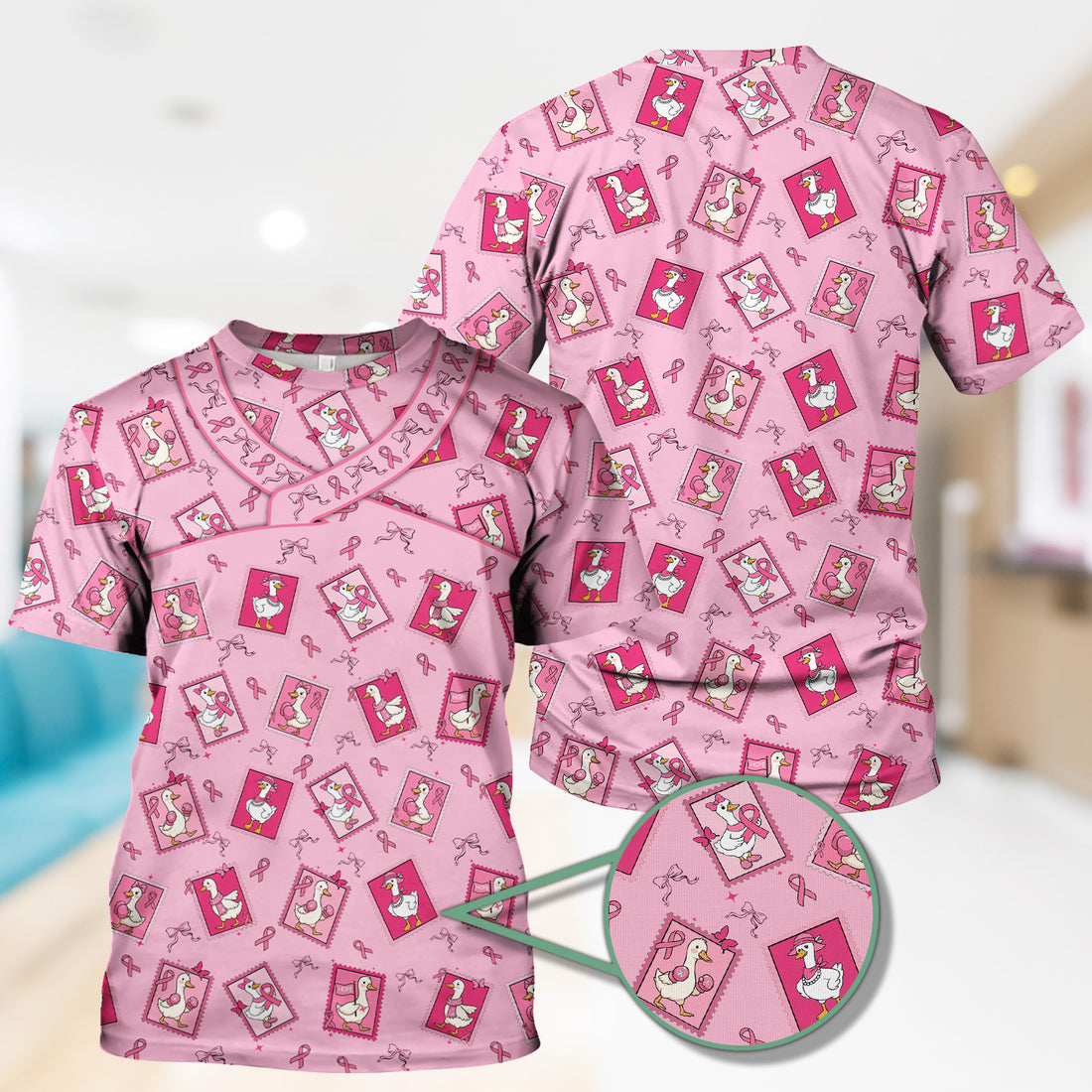 Breast Cancer Awareness Shirt - Funny Goose & Pink Ribbon Design - Gift for RN CNA LPN Healthcare Workers
