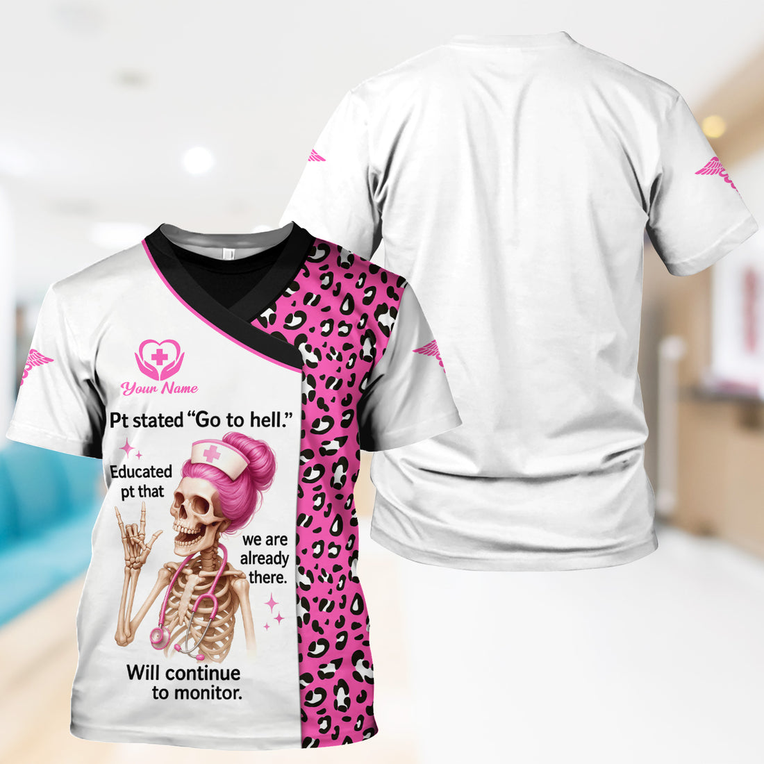 Custom Funny Nurse Shirt - Pink Skeleton & Sarcastic Quote Design - Gift for RN, LPN, Healthcare Workers