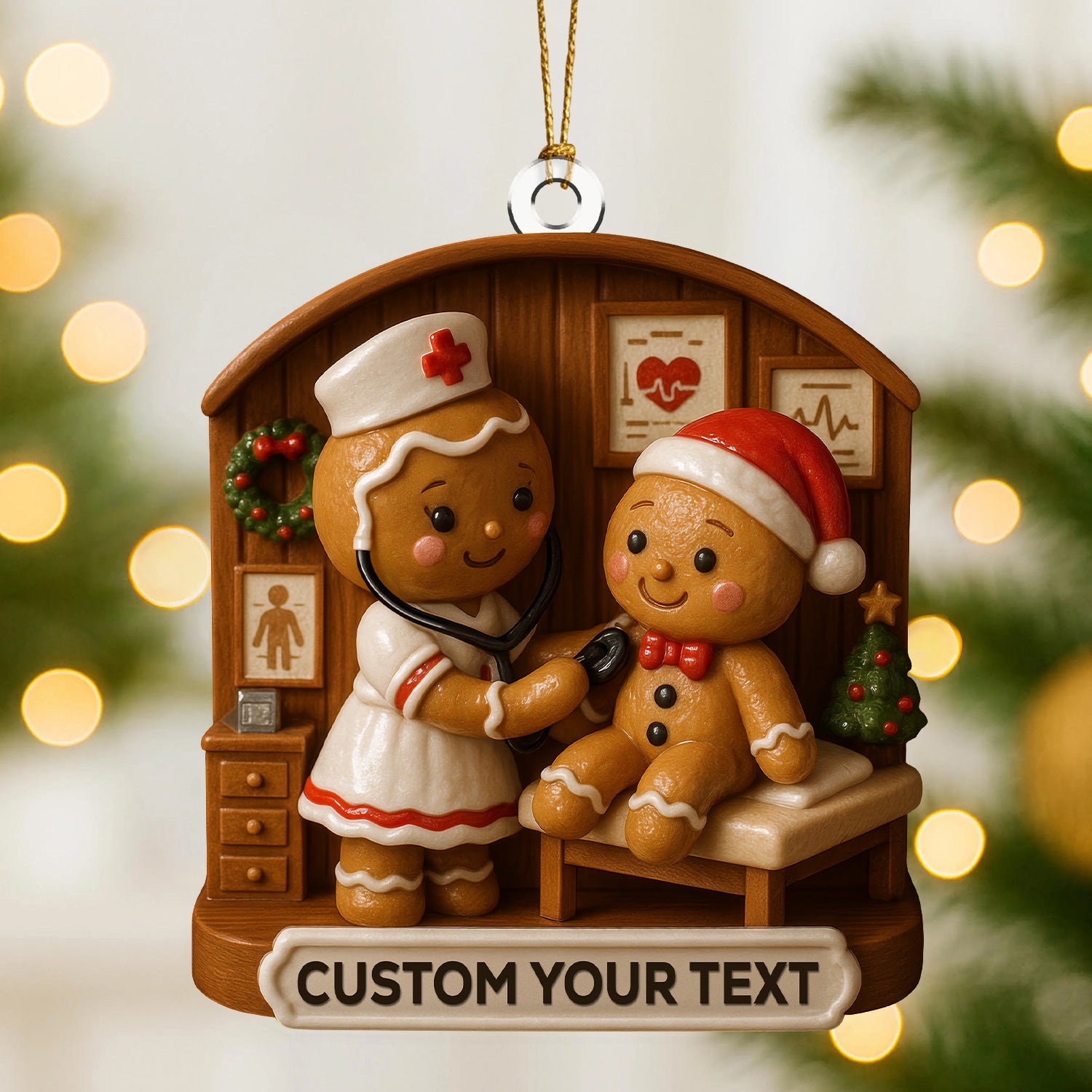 Personalized Gingerbread Nurse Christmas Ornament , Nursing Ornament With Custom Name, Nurse Xmas RN Gift