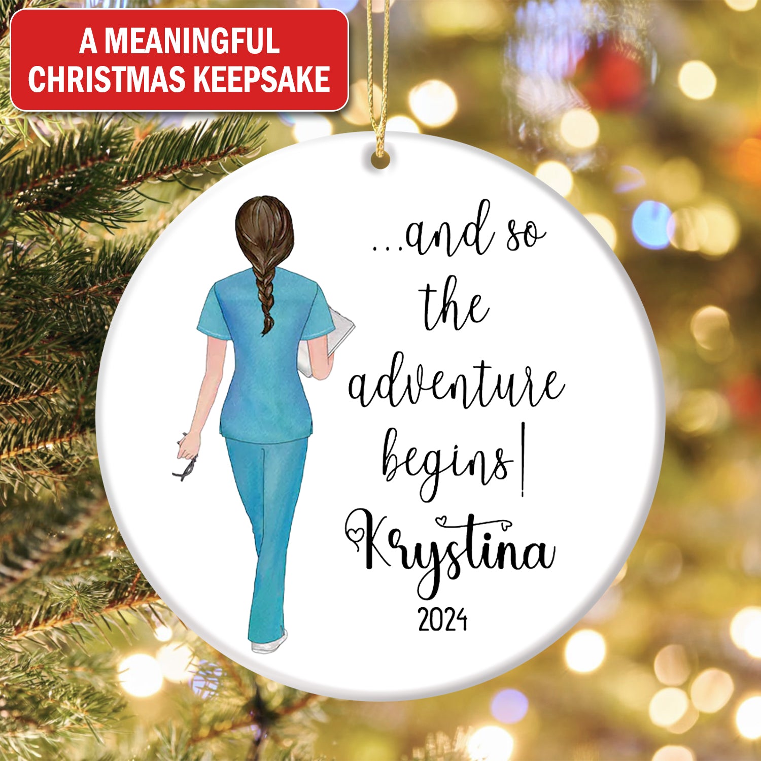 Custom Nurse Ornament, Graduation Gift 2025,  RN LPN CNA Medical Student Gift, Christmas Gift