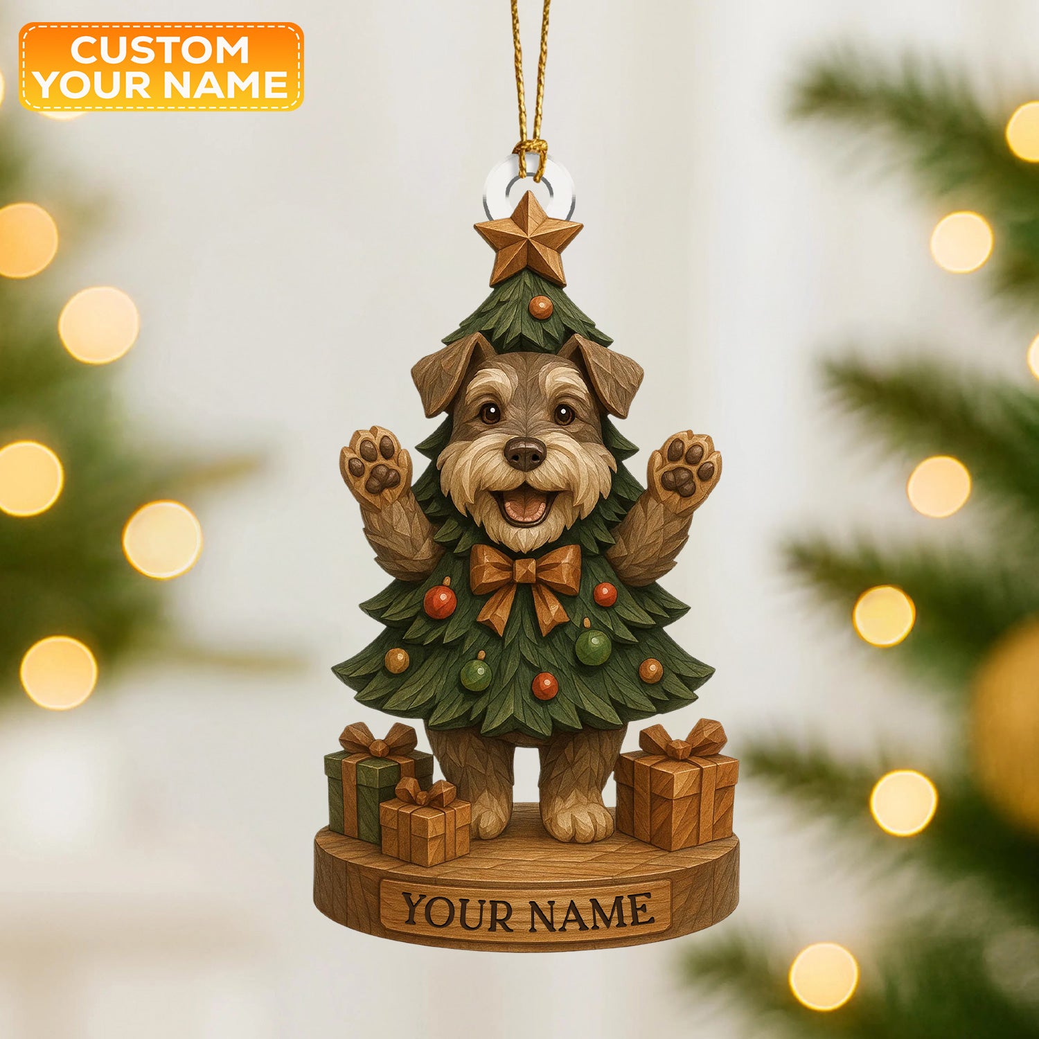 Personalized Dog Christmas Tree Ornament, Custom Name Holiday Pup Décor, Cute Xmas Gift For Dog Lovers