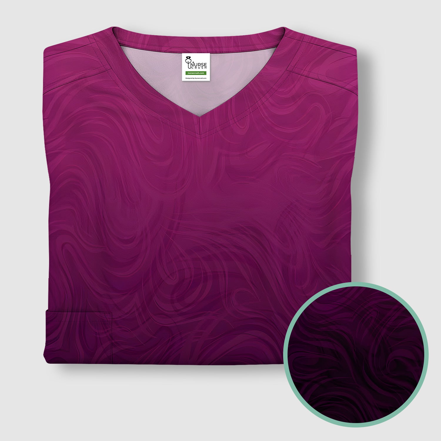 Abstract Swirl Ombre Pattern Scrub Top, Comfortable Scrubs for Nurses