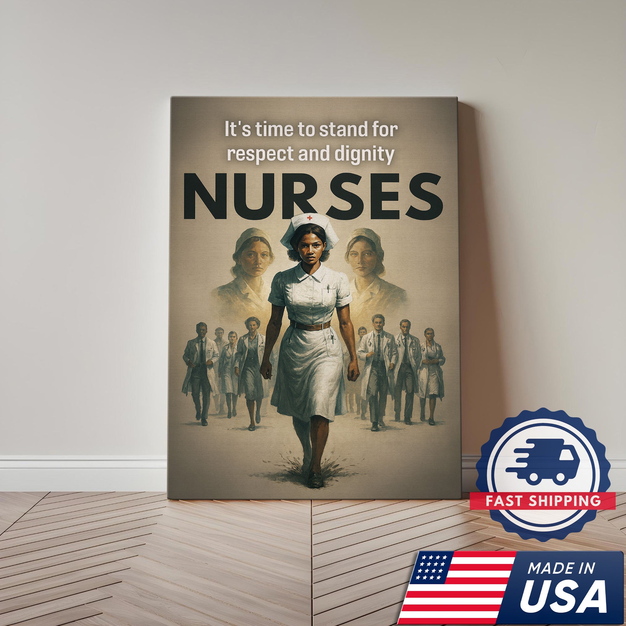 Nurses Respect & Dignity Apparel Canvas, Empowering Nurse Wall Decor, Healthcare Worker Appreciation Gift