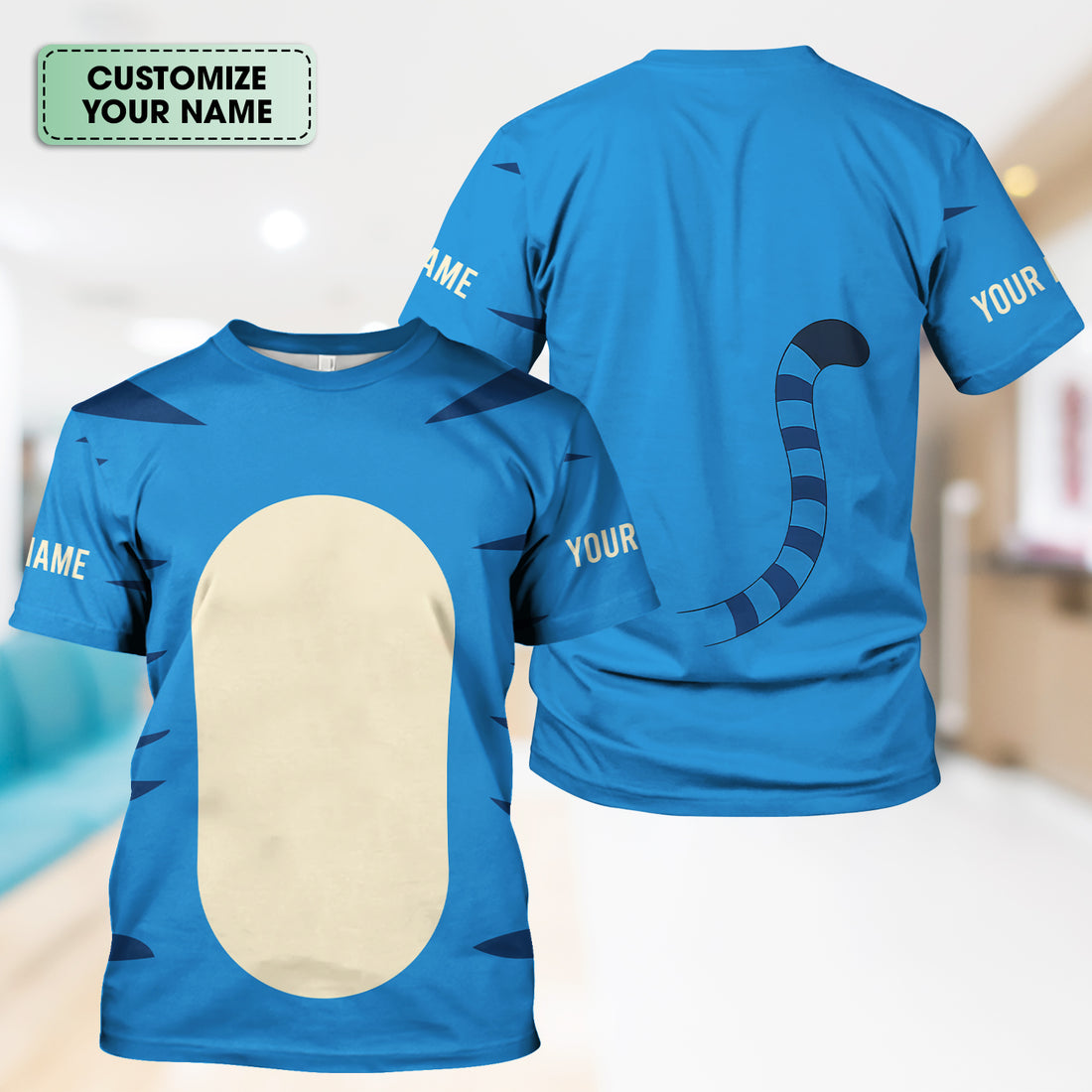 Personalized Blue Tiger Shirt - Animal Costume with Tail Graphic Tee - Gift for Women RN LPN CNA