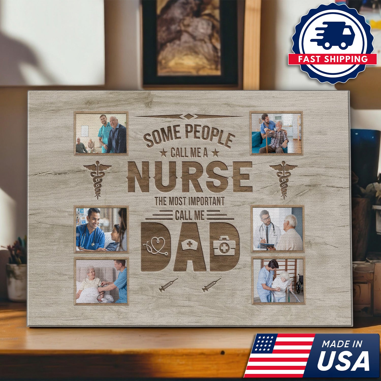 Nurse Mom Dad Canvas Wall Art, Inspirational Gift for Healthcare Workers, Family Tribute Home Decor