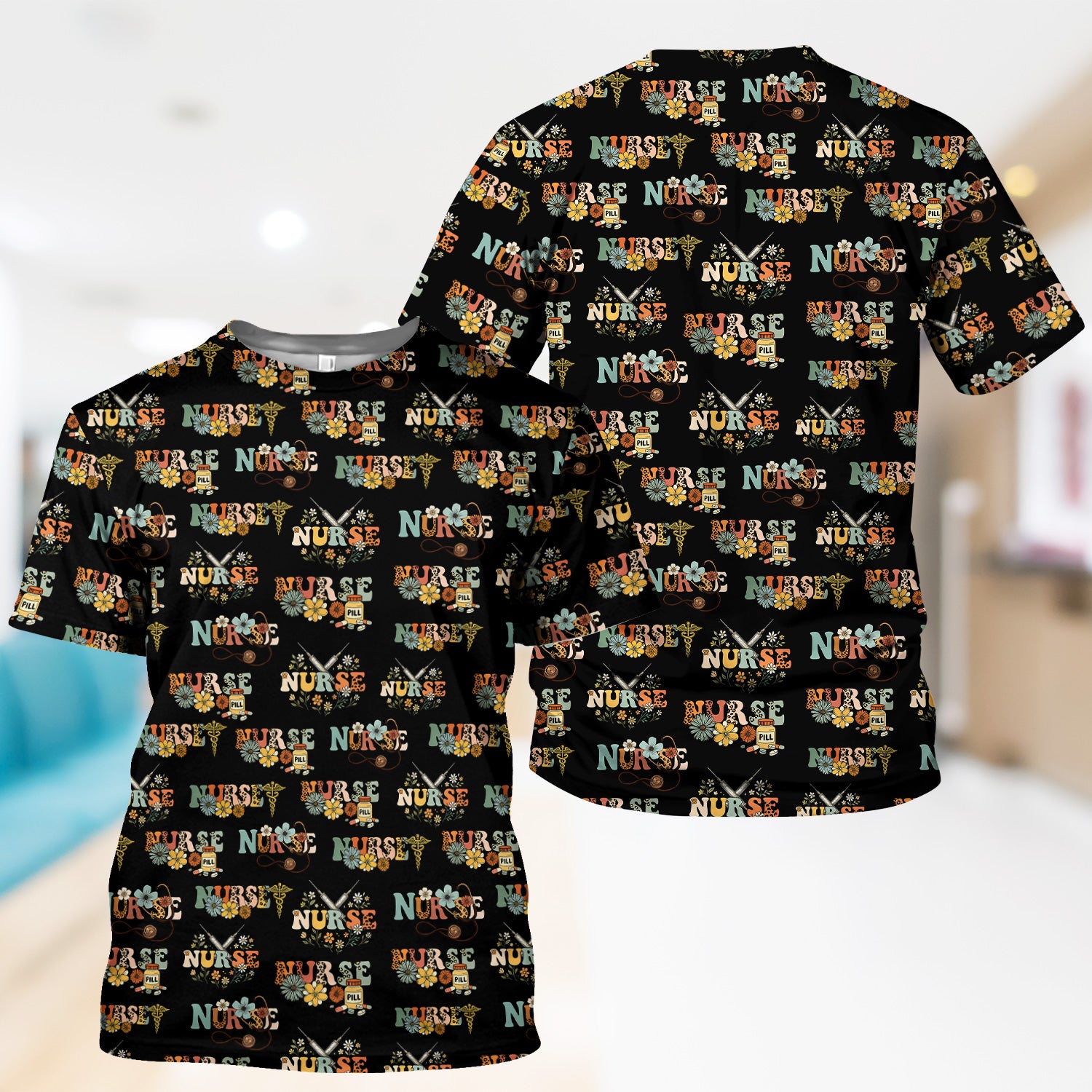 Custom Nurse Shirt for Women - Funny Medical Stethoscope Flowers Tee - Gift for RN LPN CNA