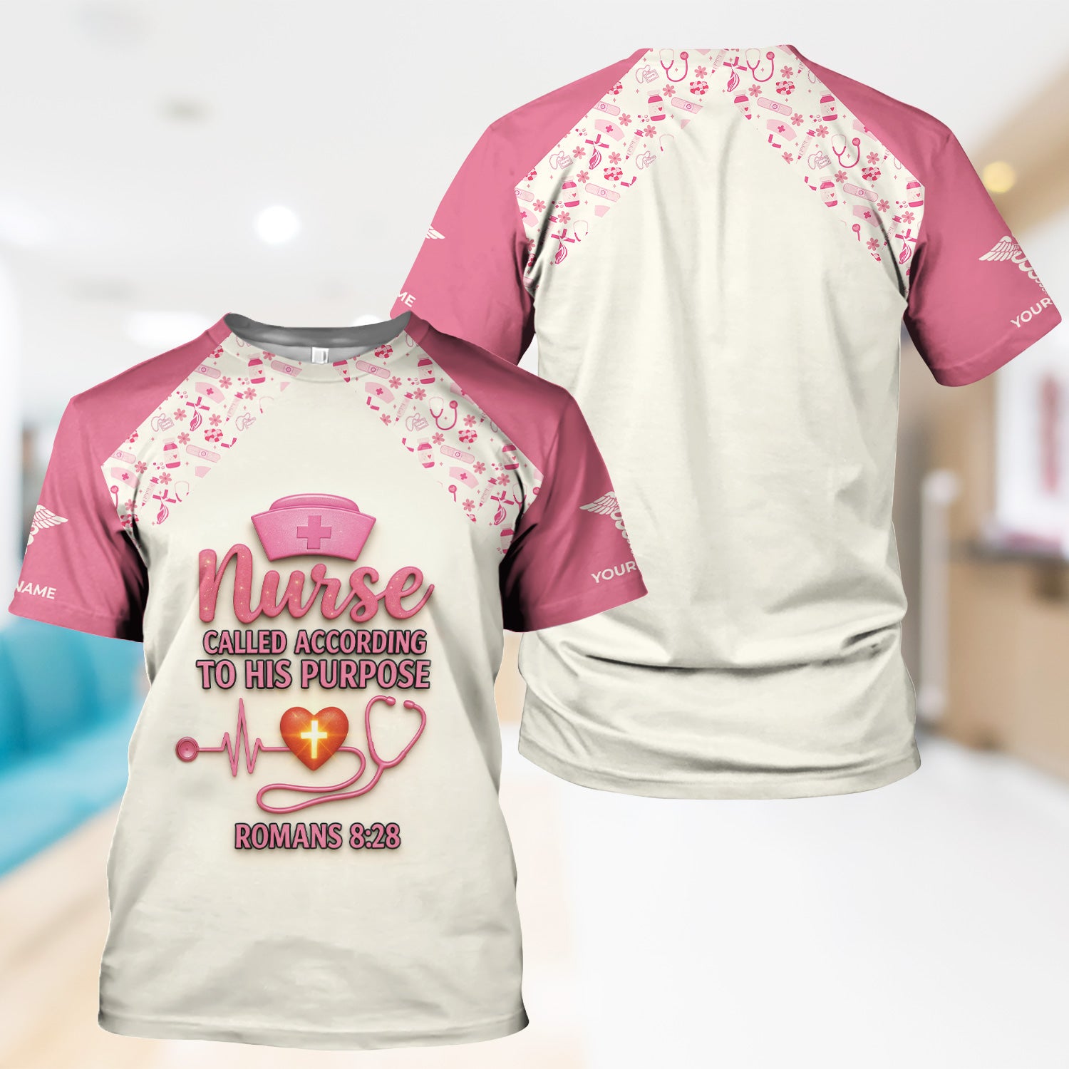 Personalized Faith Nurse T-Shirt - Called According To His Purpose Quote - Religious Gift for RN LPN Healthcare Workers