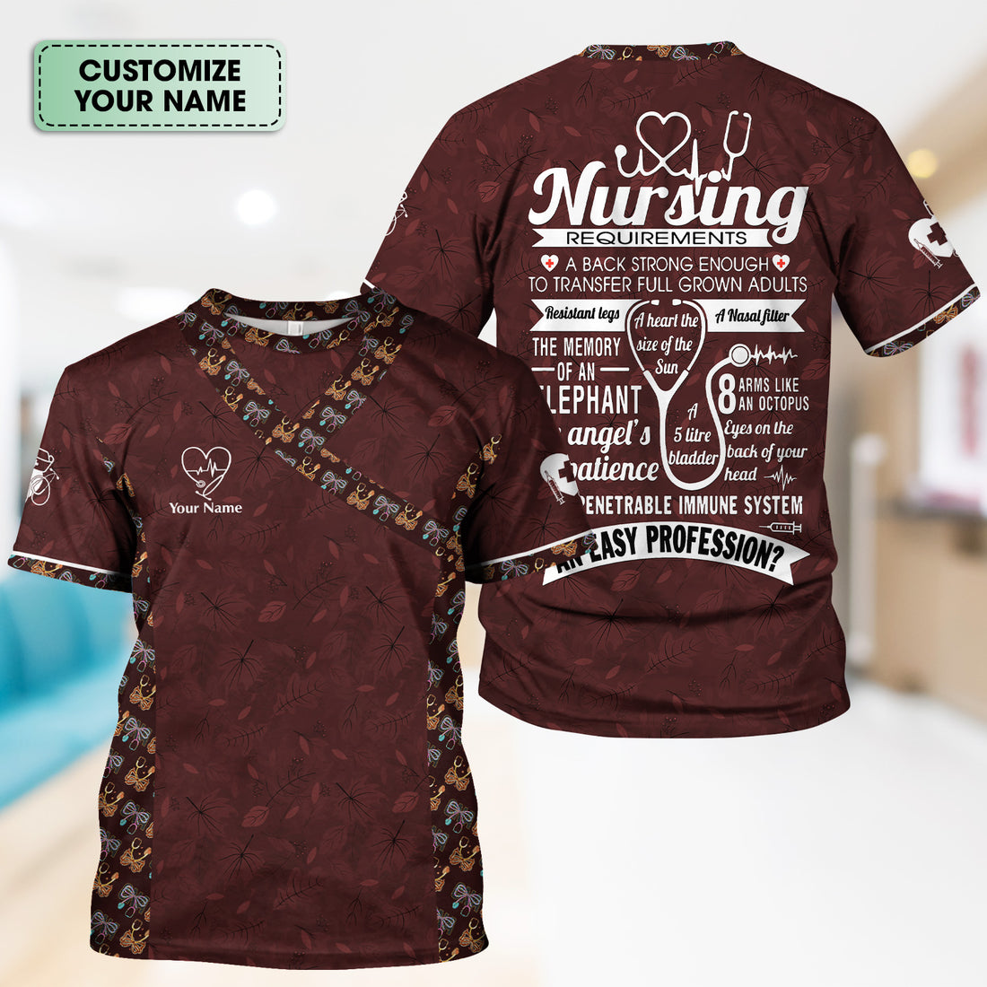 Custom Name Nurse Shirt for Women - Funny Nursing Requirements Graphic Tee - Gift for CNA, LPN, Medical Worker
