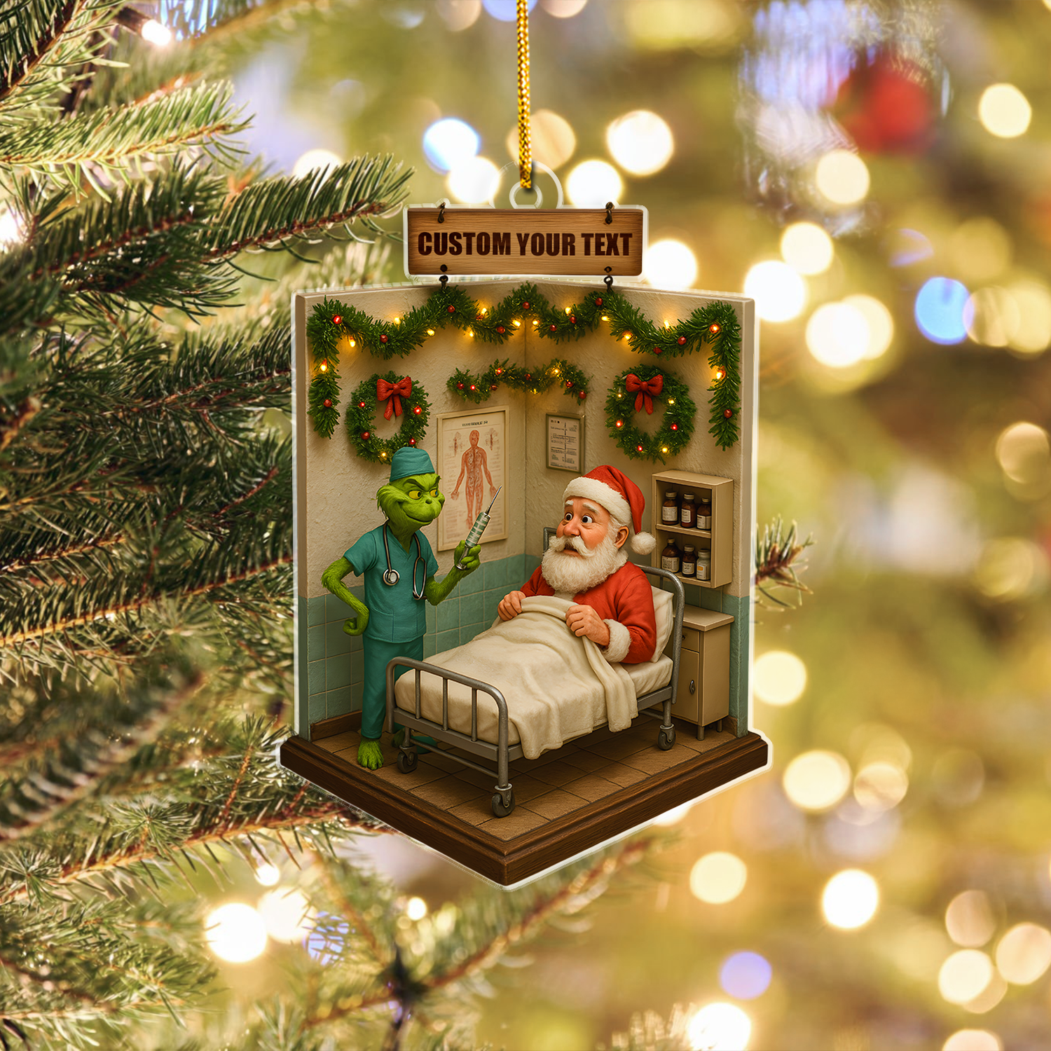 Custom Nurse Ornament Christmas Tree, Funny RN CNA LPN Gift for Women, Nurse Holiday Decoration