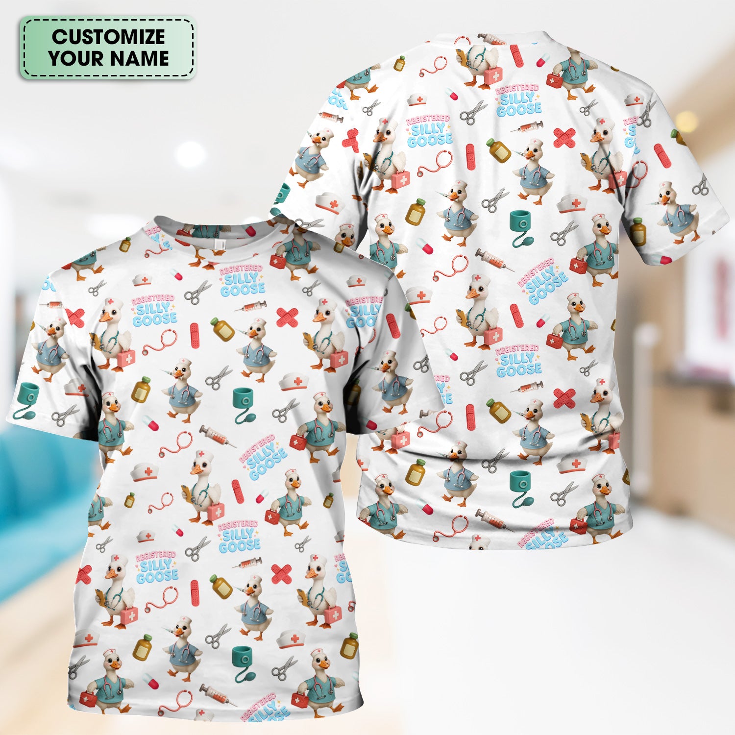 Funny Goose Nurse Scrubs for Women - Registered Silly Goose Top - Cute Medical Uniform for RN CNA LPN