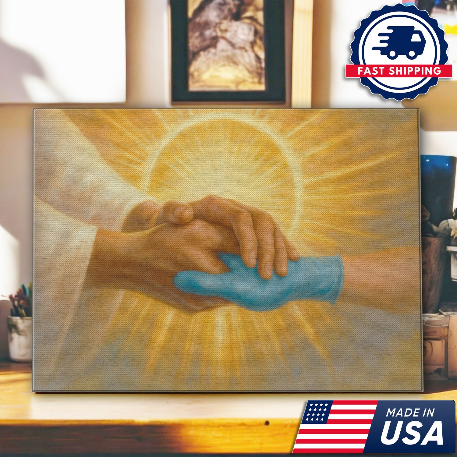 Faith Nurse Canvas for Women, Healing Hand of God, RN LPN CNA Gift