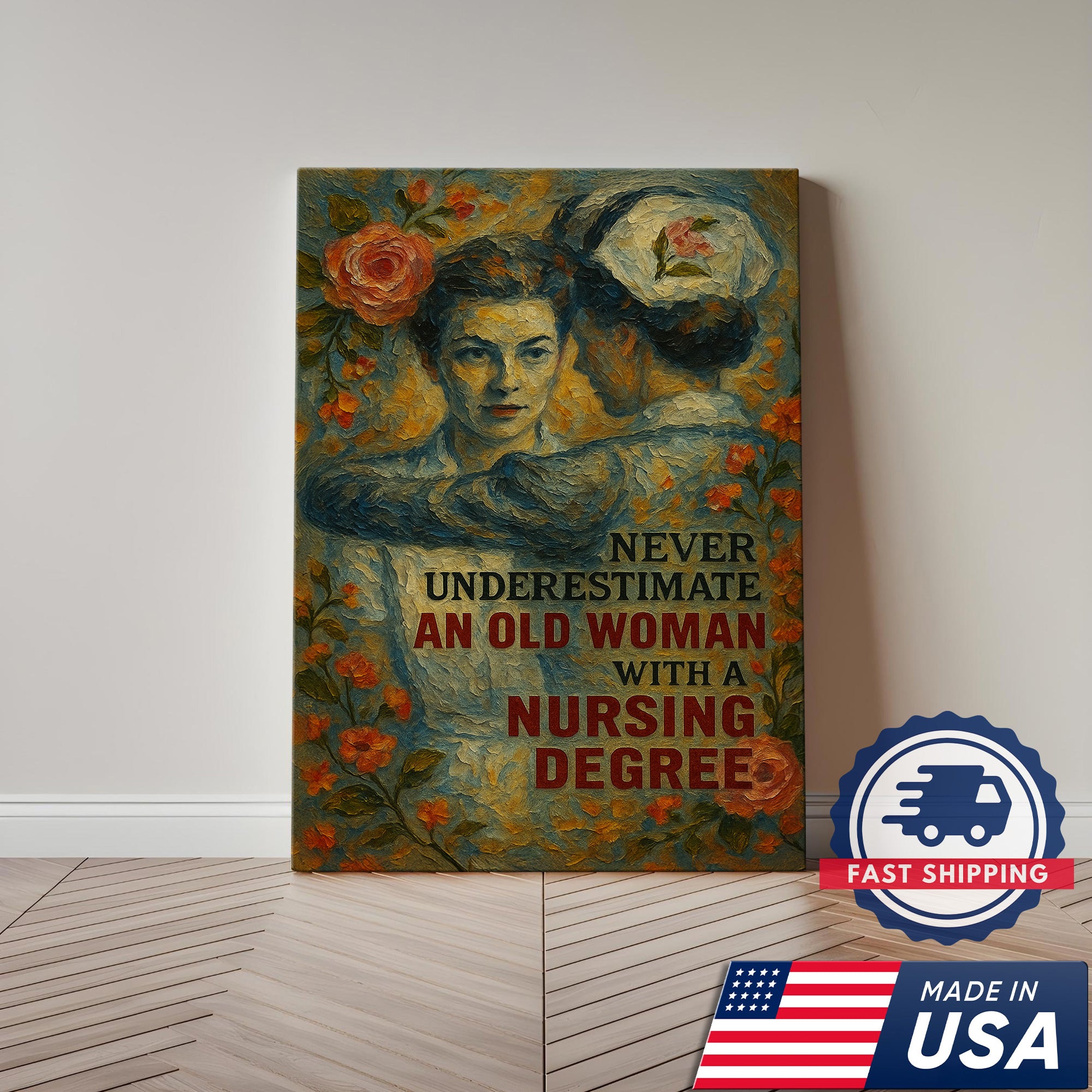 Nurse Canvas Wall Art, Nursing Degree Quote Vintage, Gift for RN LPN CNA Medical Staff