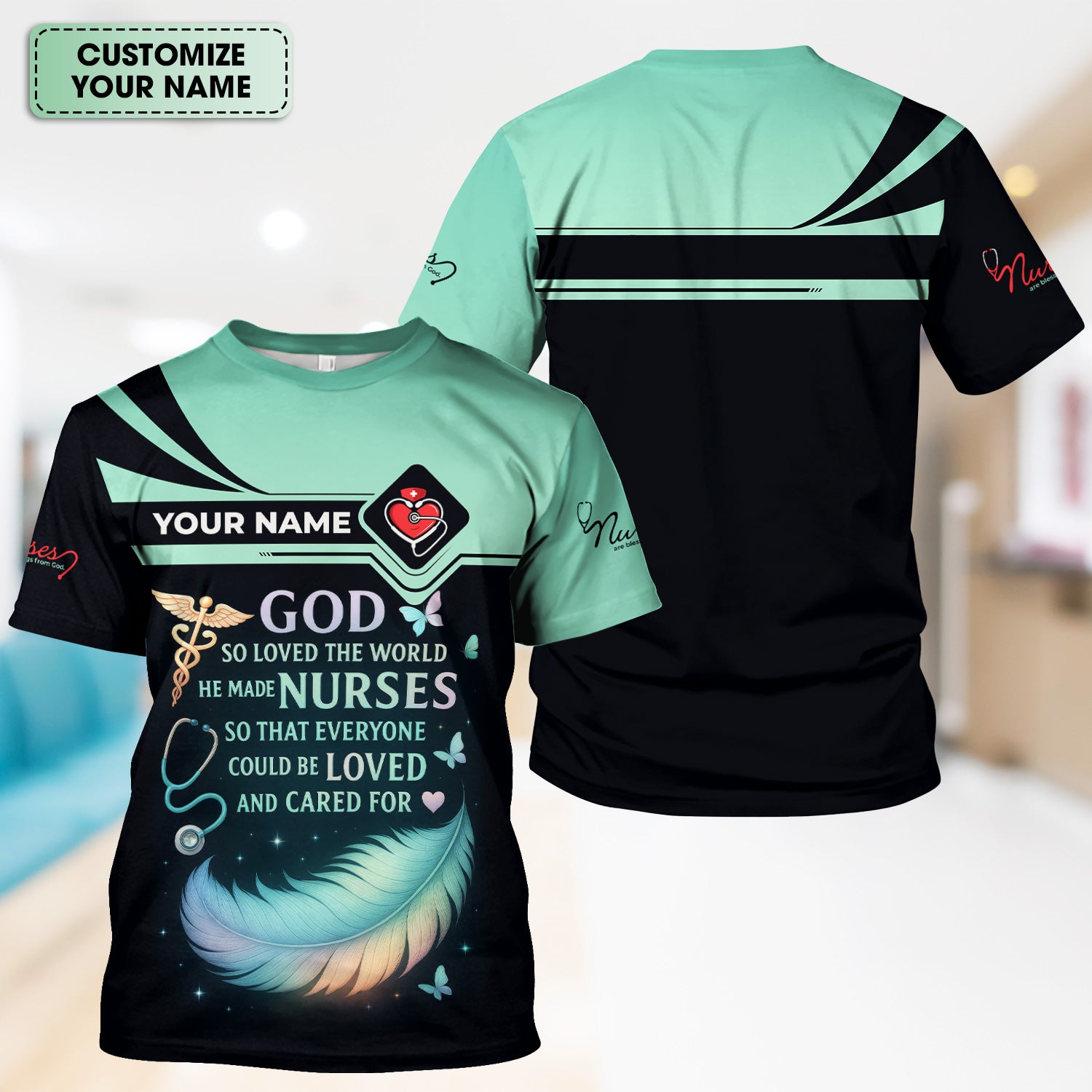 Personalized Nurse Shirt - God Loved The World He Made Nurses - Inspirational Nurse T-shirt for RN, CNA, LPN Healthcare Workers