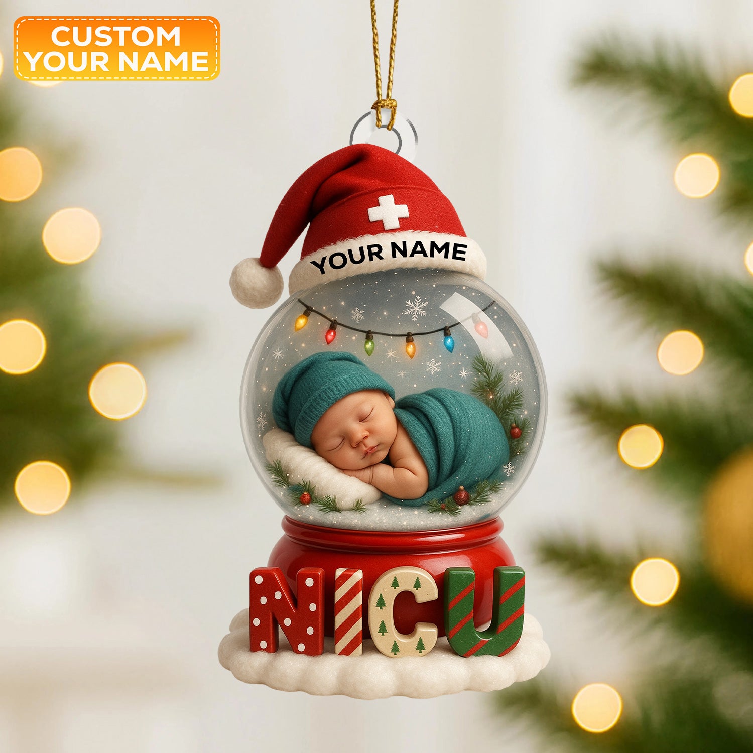 Personalized NICU Baby Ornament, Custom Name Newborn Christmas Keepsake, NICU Nurse Holiday Gift, Premature Baby Christmas Tree Decor