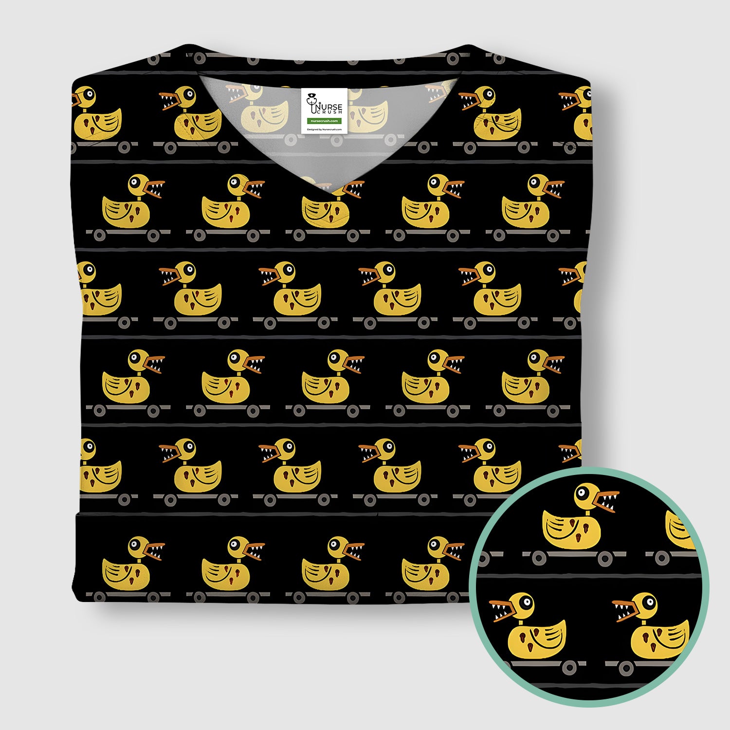 Spooky Rubber Duck Scrub Top, Cute Creepy Halloween Nursing Uniform