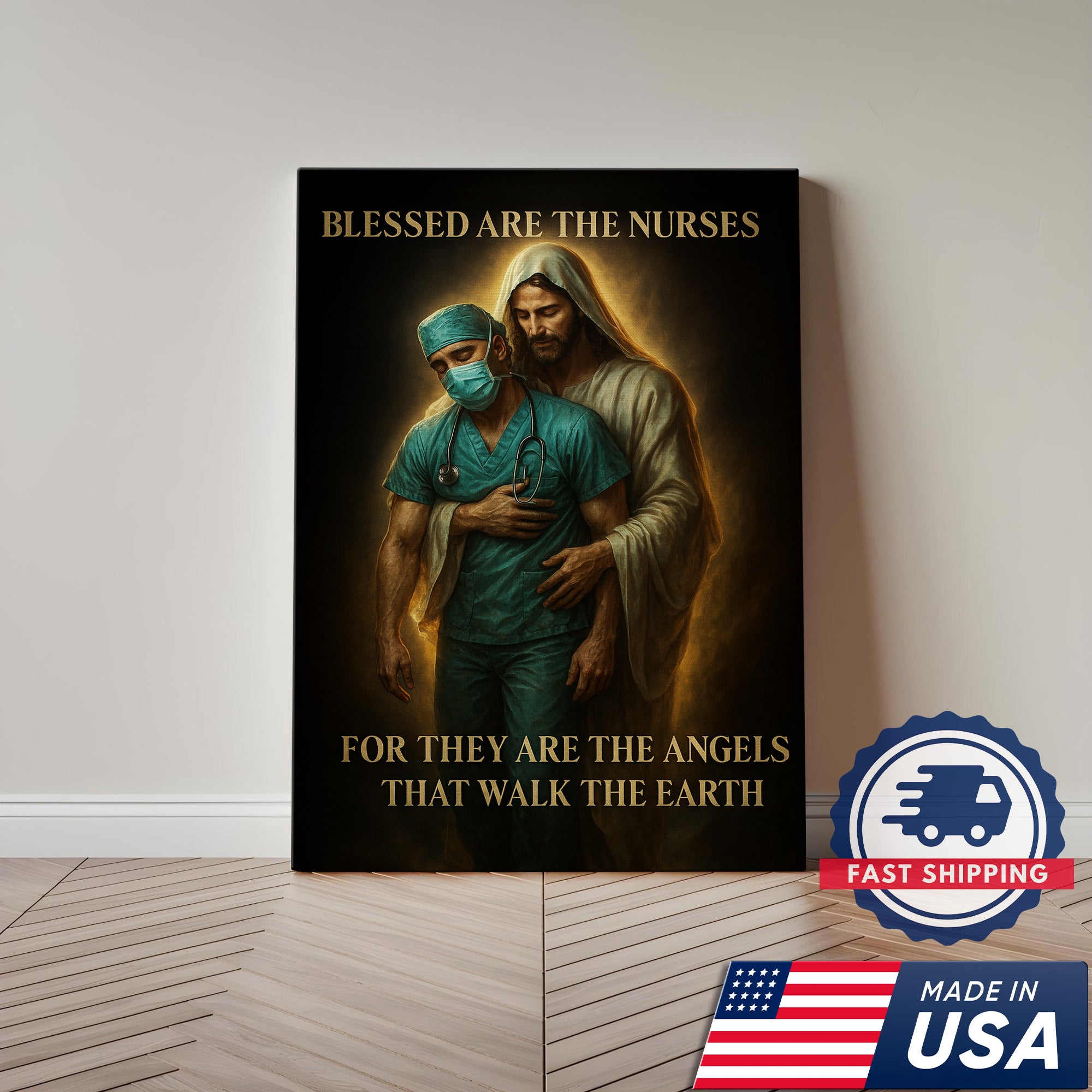 Blessed Are The Nurses Canvas, Jesus Blessed Nurses, Gift for RN LPN CNA