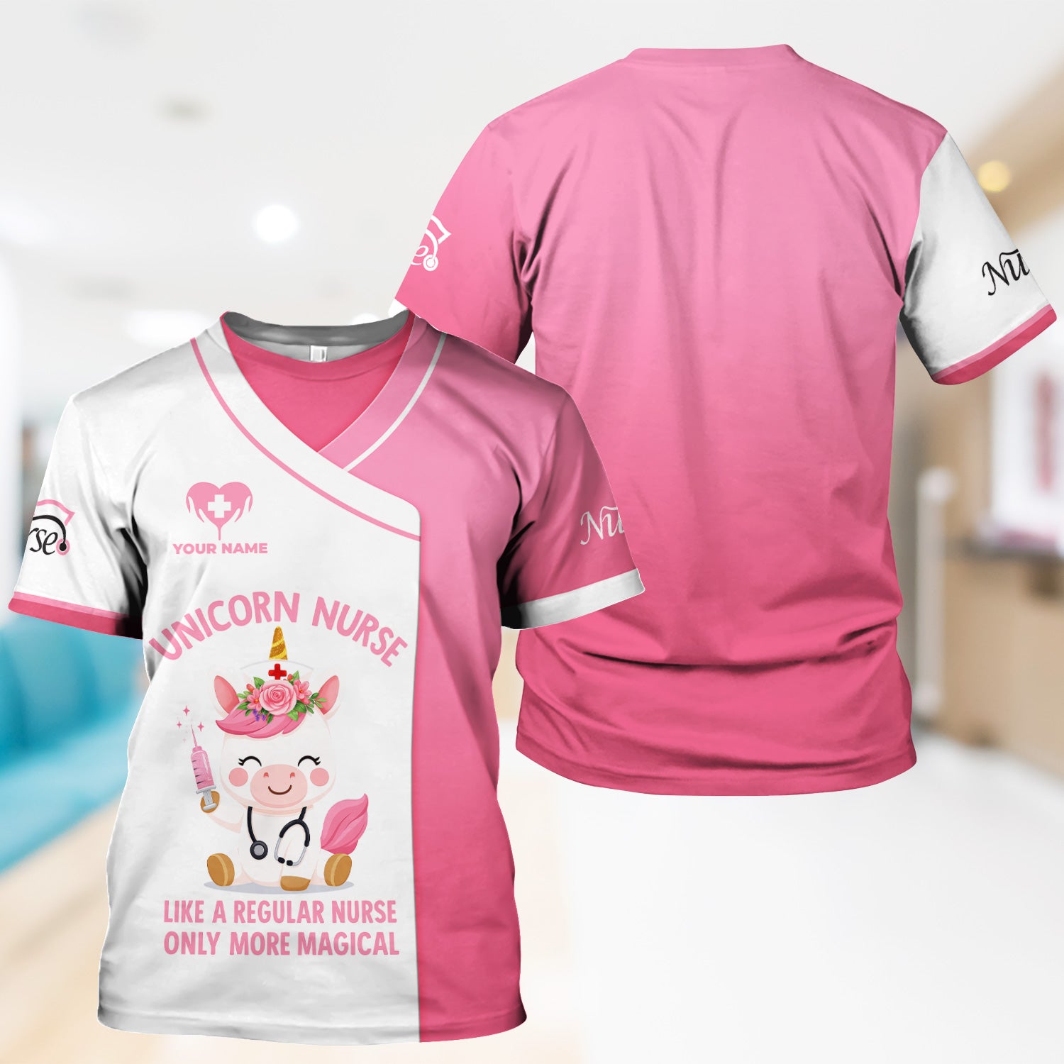 Personalized Unicorn Nurse Shirt - More Magical Funny Nurse Quote - Custom Name Gift for RN CNA LPN