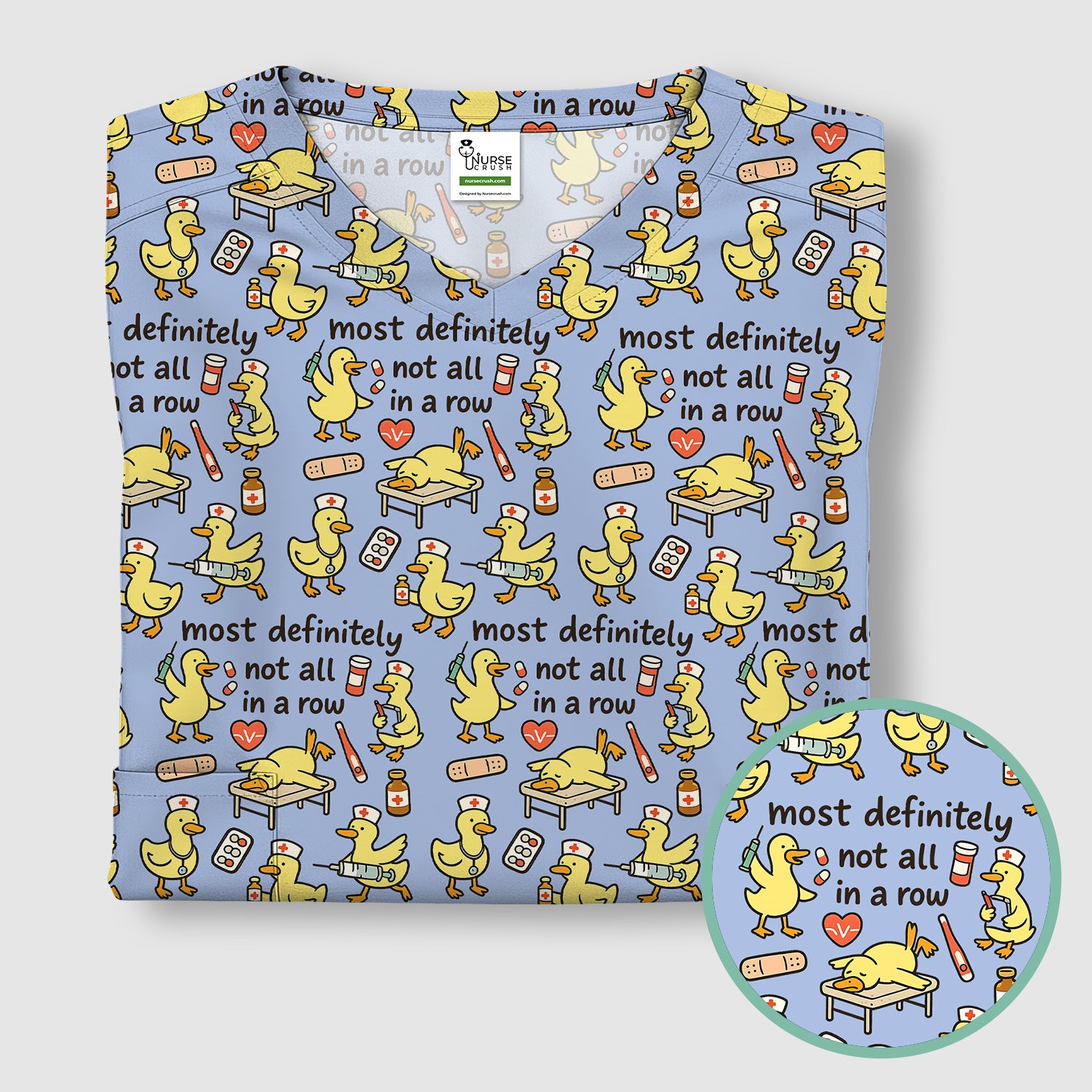 Funny Nurse Duck Medical Humor Pattern Scrub Top, Comfortable Scrubs for Nurses