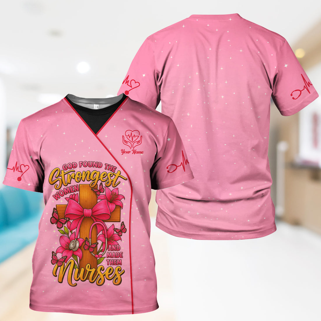 Personalized Christian Nurse T-Shirt - Strongest Women Made Nurses Design - Gift for Women RN LPN & Healthcare Workers