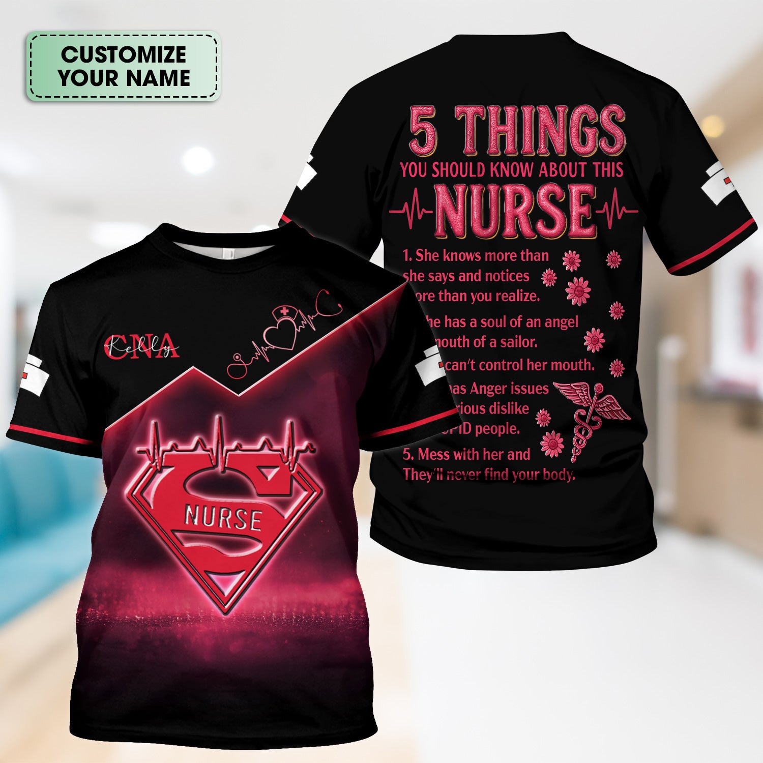 Custom Nurse Shirt 5 Things You Should Know - CNA RN LPN Medical Graphic Tee - Healthcare Worker & Medical Staff Gift