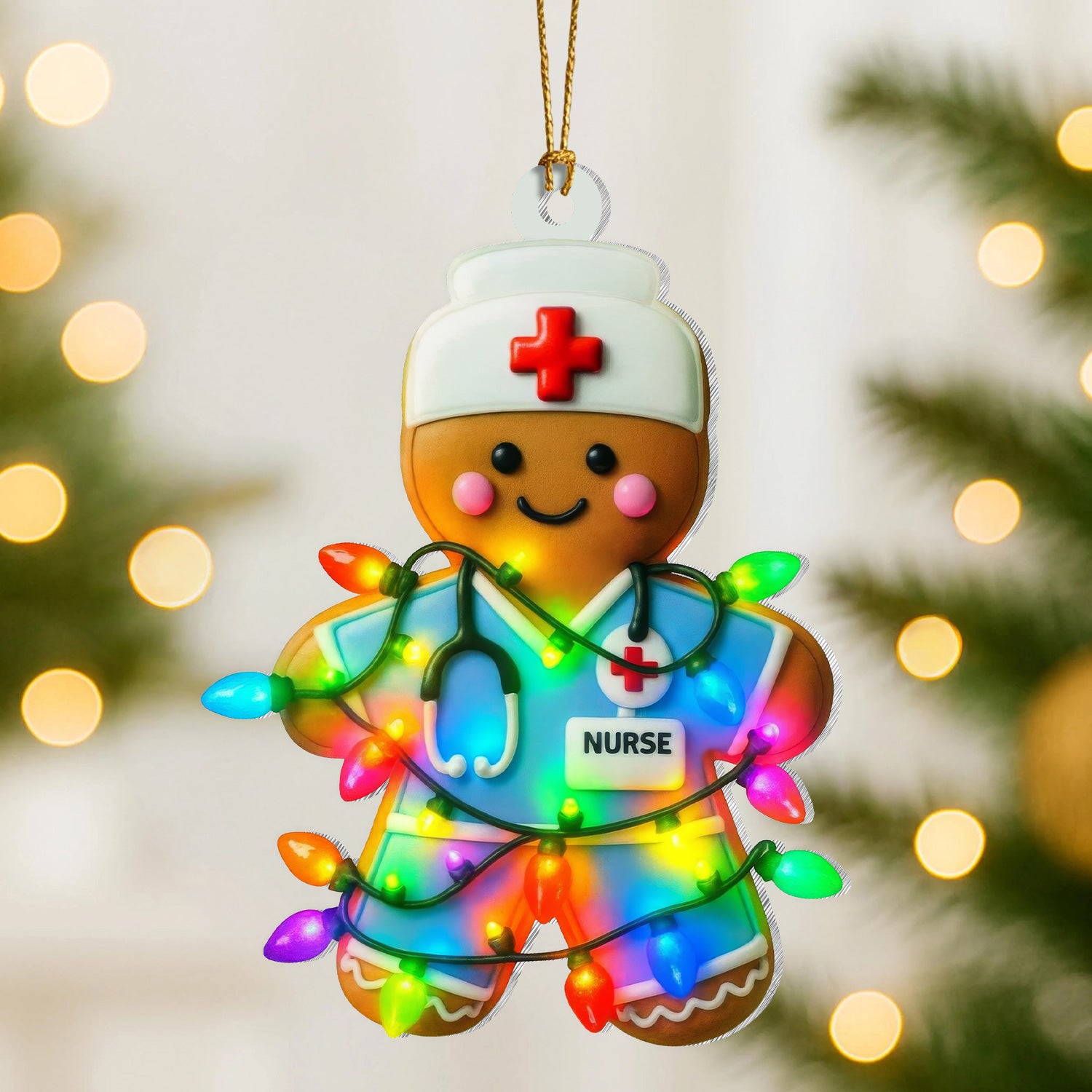 Nurse Gingerbread Christmas Ornament, Cute Holiday Tree Decoration, Healthcare Worker Gift