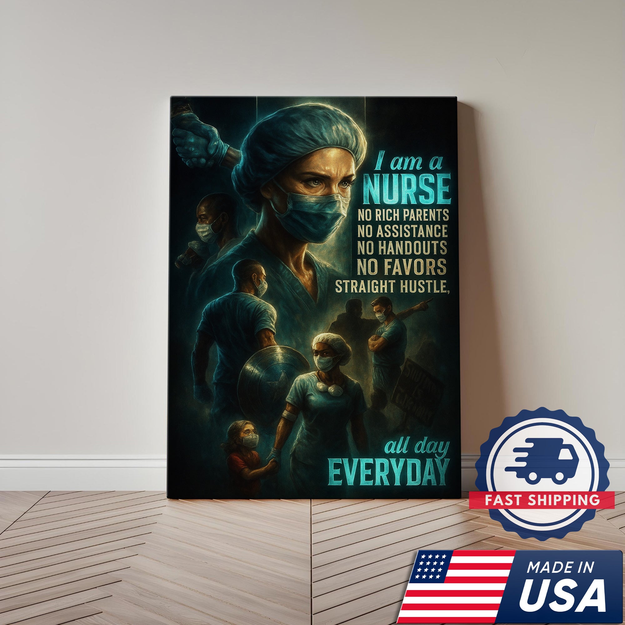 I Am A Nurse Canvas, Motivational Gift for RN LPN CNA Healthcare Workers, Home Office Wall Decor