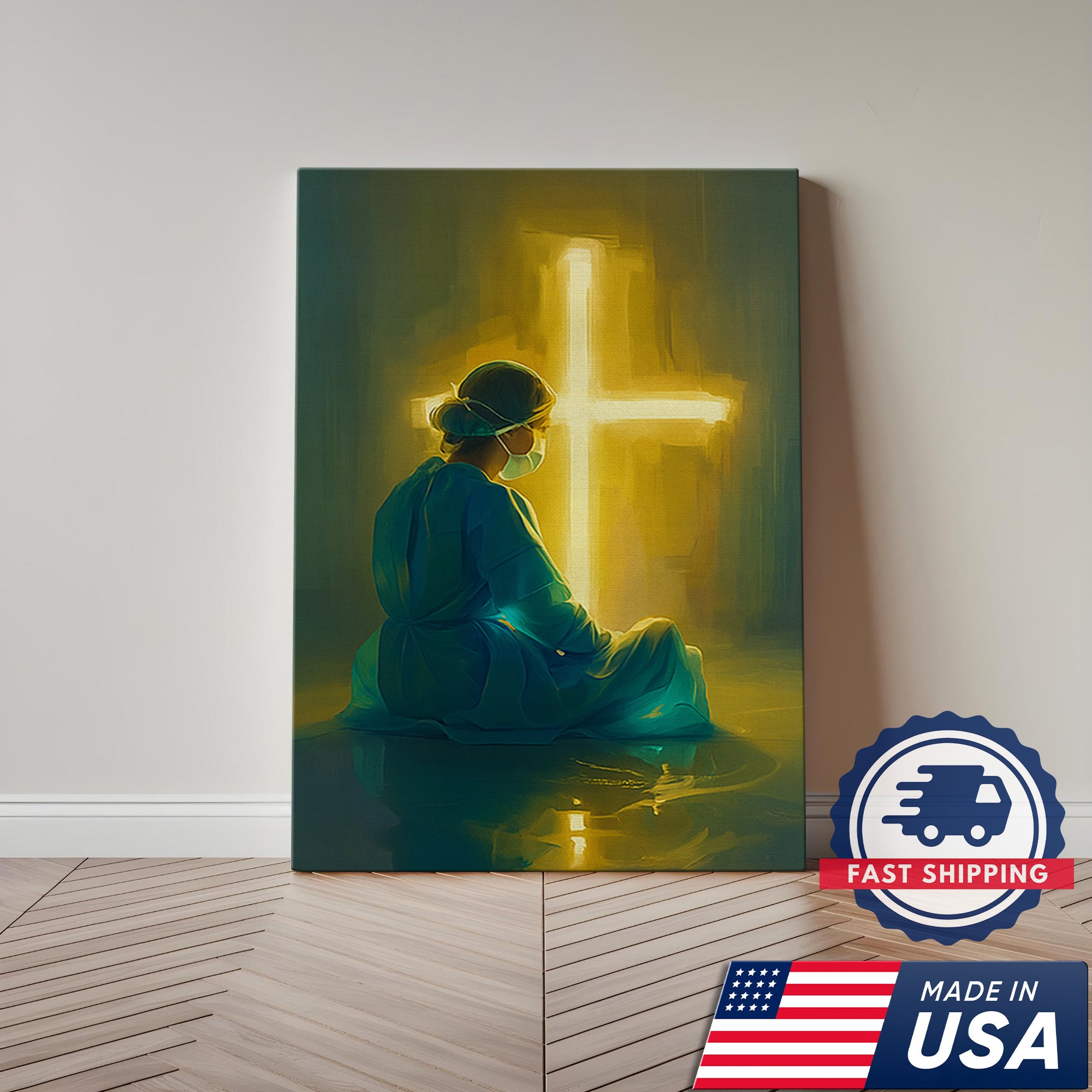 Nurse Christian Canvas Art, Religious Nurse Gift, Spiritual Gift for RN LPN CNA Healthcare Workers