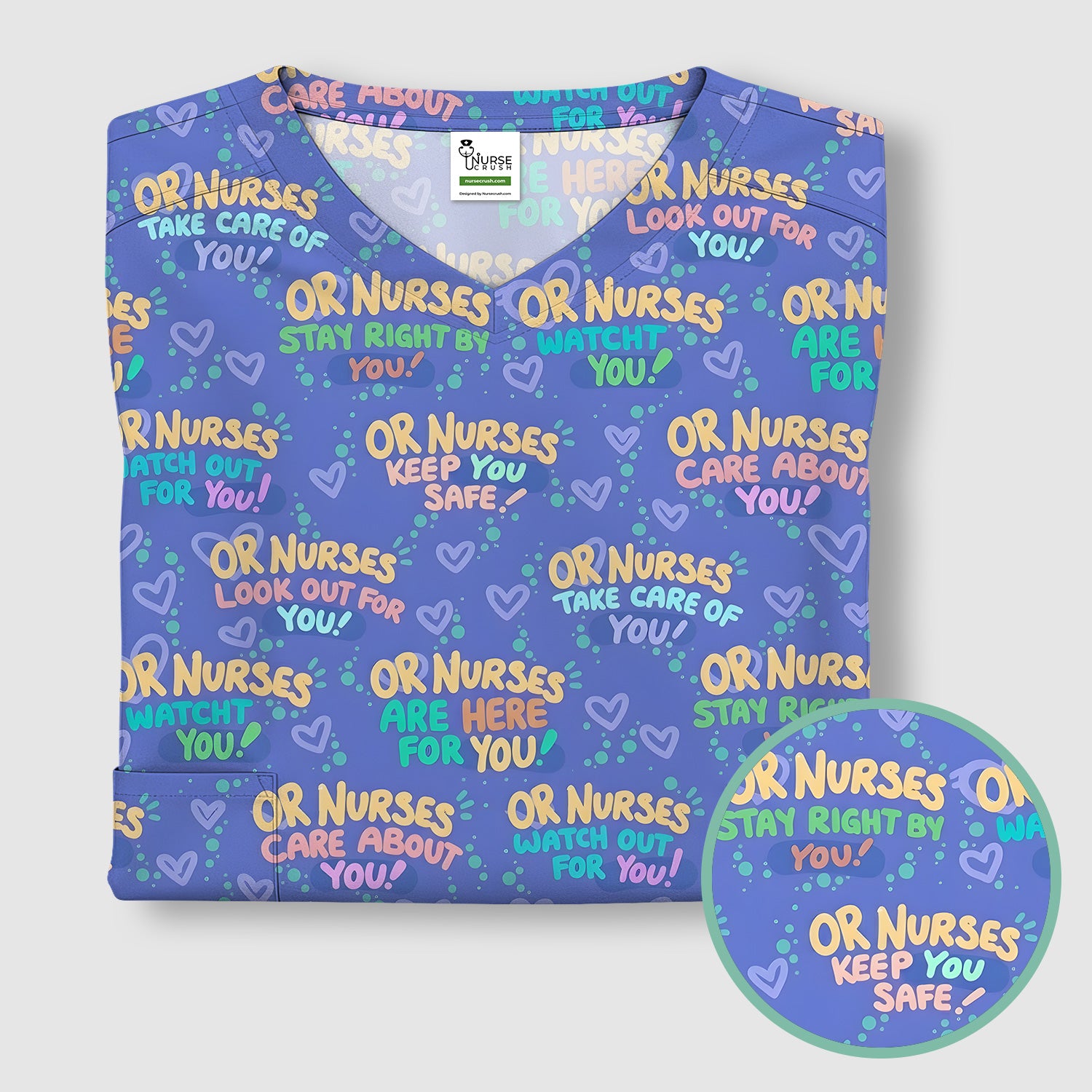 Inspirational Nurse Quote Care Message Pattern Scrub Top, Comfortable Scrubs for Nurses